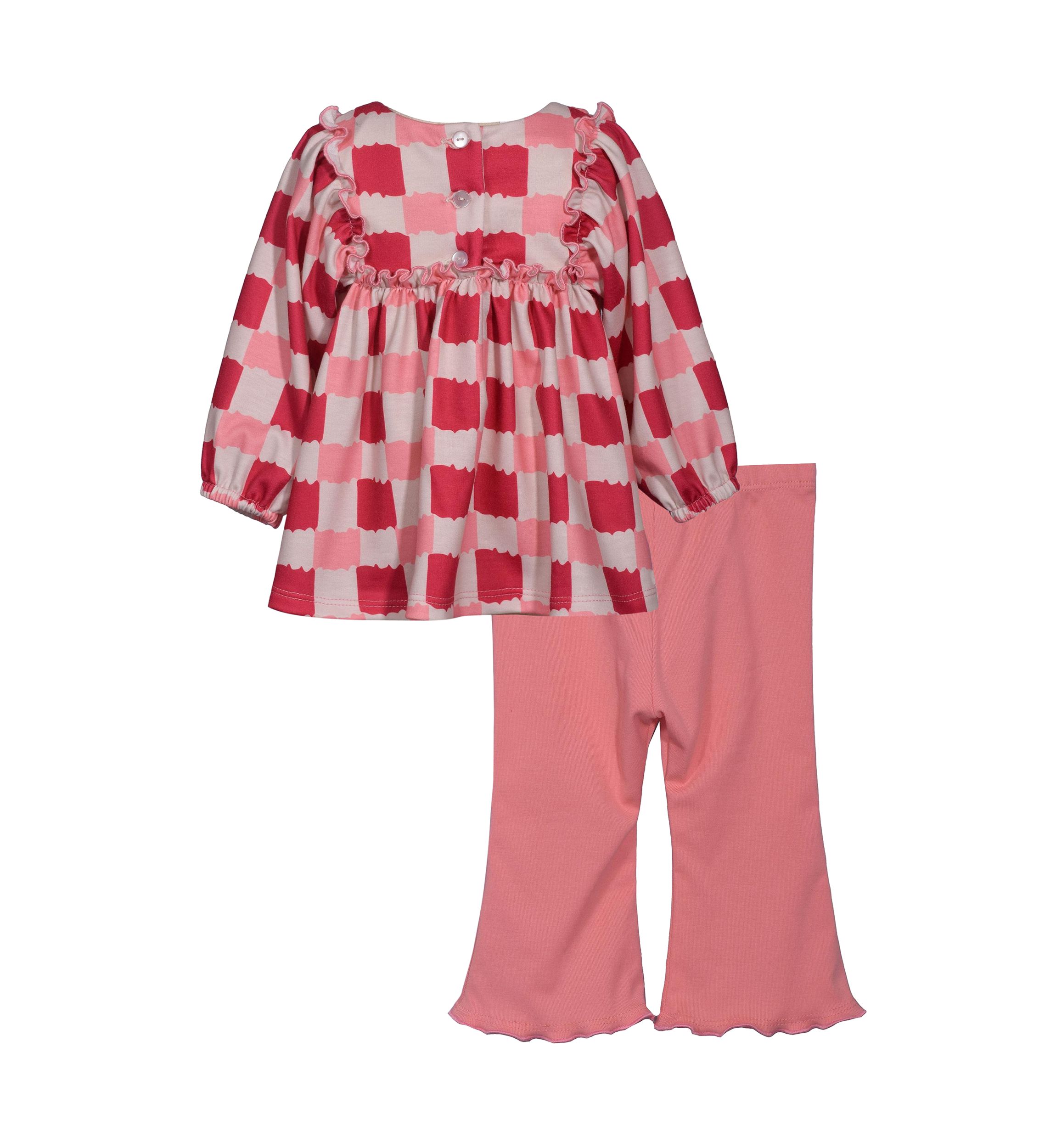 Baby Girls Checkered Printed Top and Leggings Set