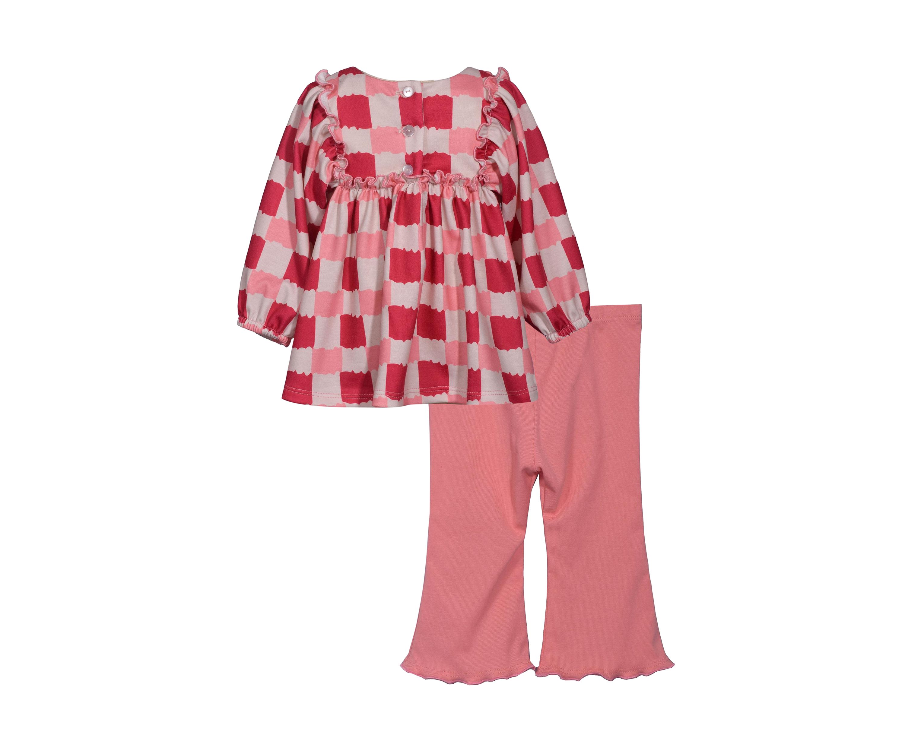 Baby Girls Checkered Printed Top and Leggings Set