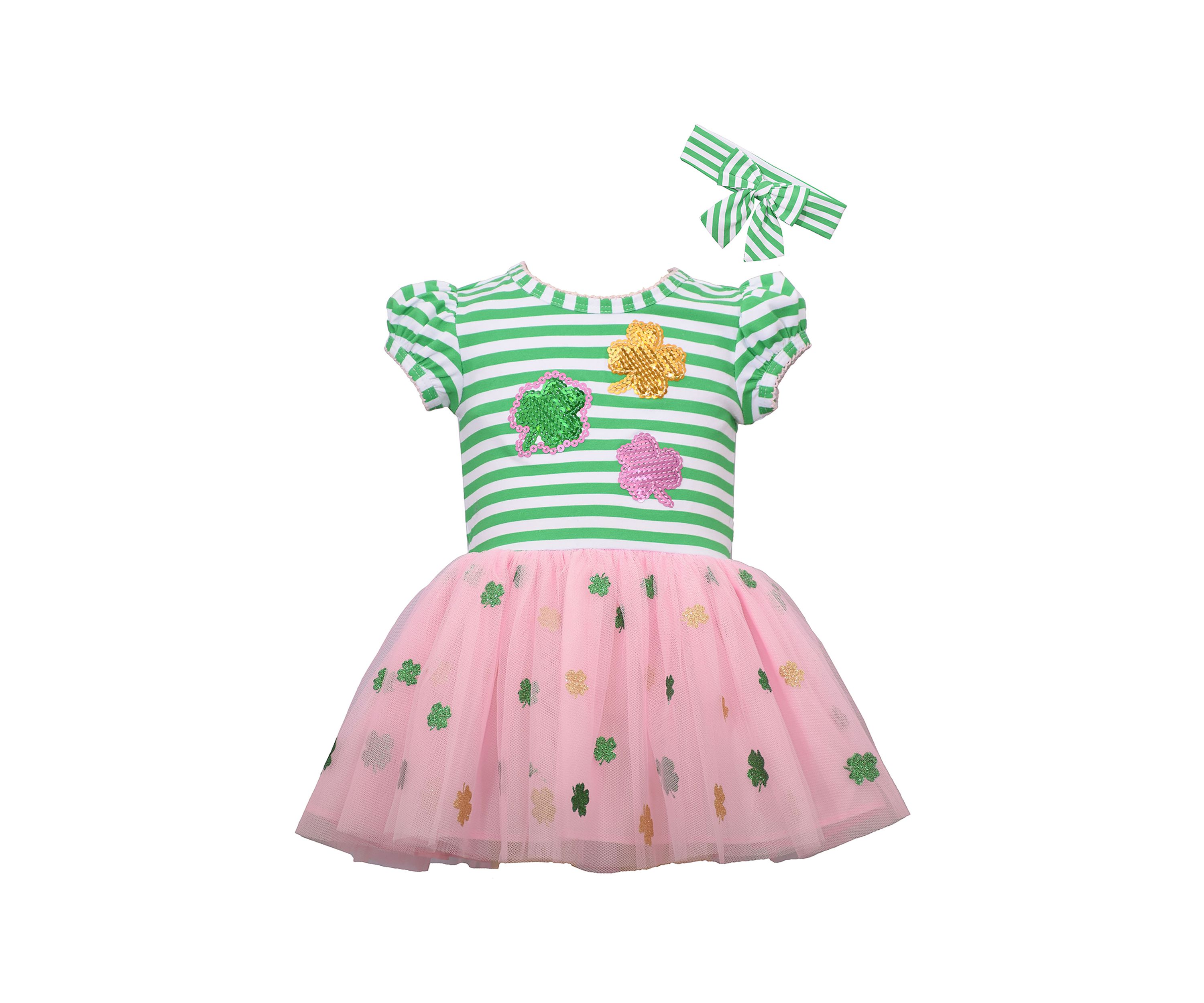 Baby Girls St. Patricks Day Dress and Headband Set