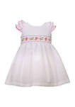 Baby Girls Floral Embroidered Ruffle Sleeve Dress