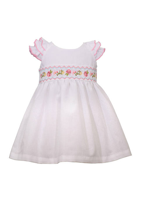 Bonnie Jean Baby Girls Floral Embroidered Ruffle Sleeve