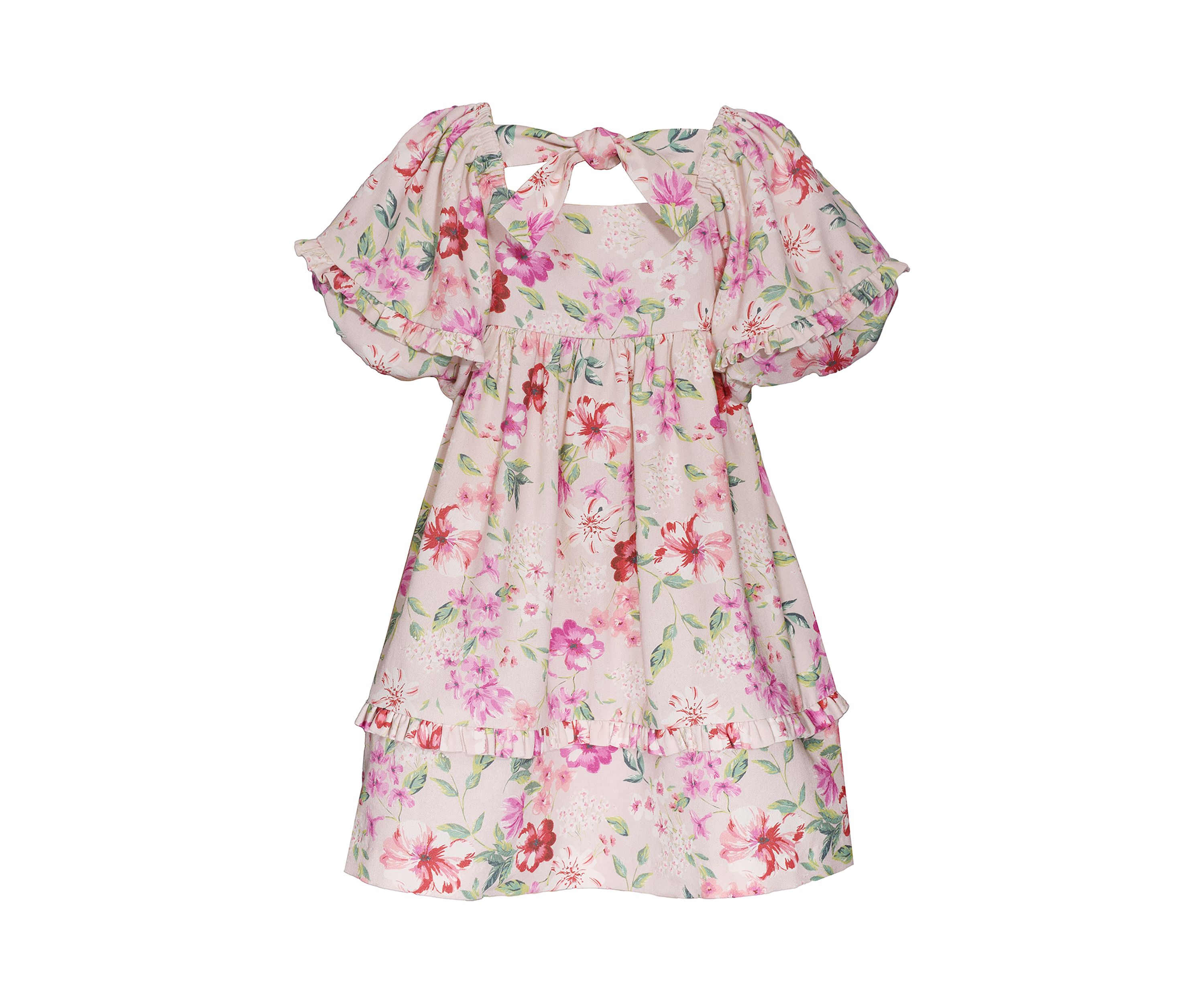 Toddler Girls Floral Printed Dress with Purse