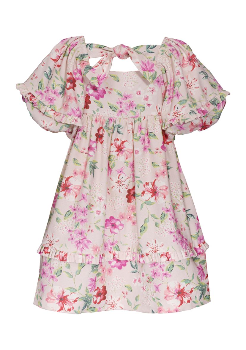 Toddler Girls Floral Printed Dress with Purse