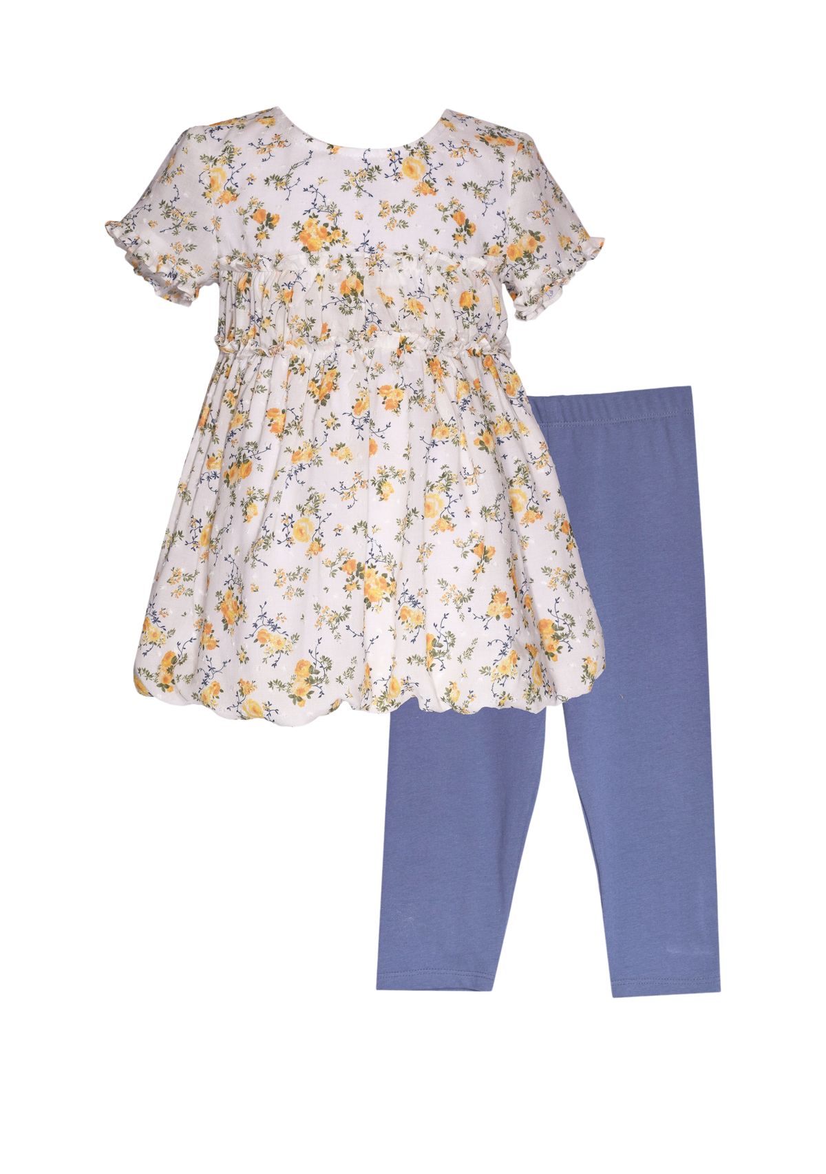 Toddler Girls Floral Bubble Hem Top and Leggings Set