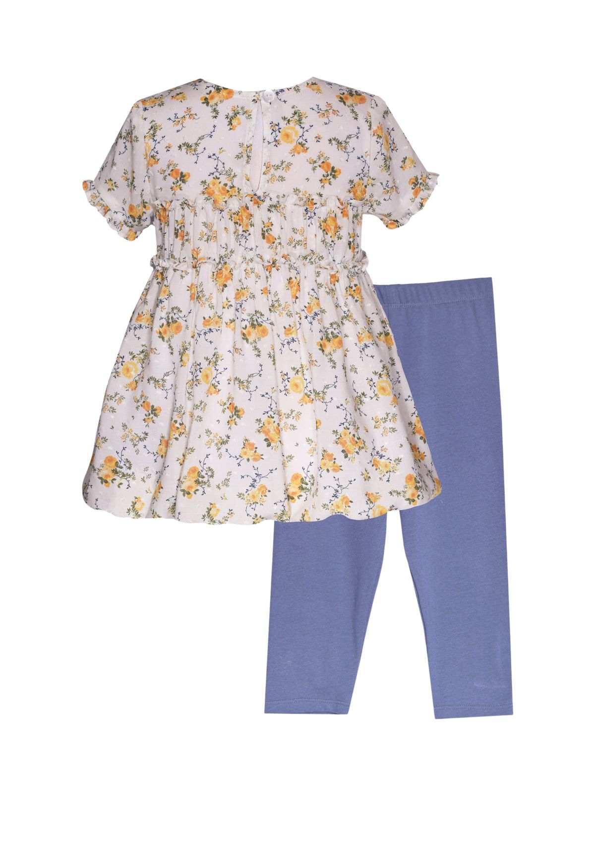 Toddler Girls Floral Bubble Hem Top and Leggings Set