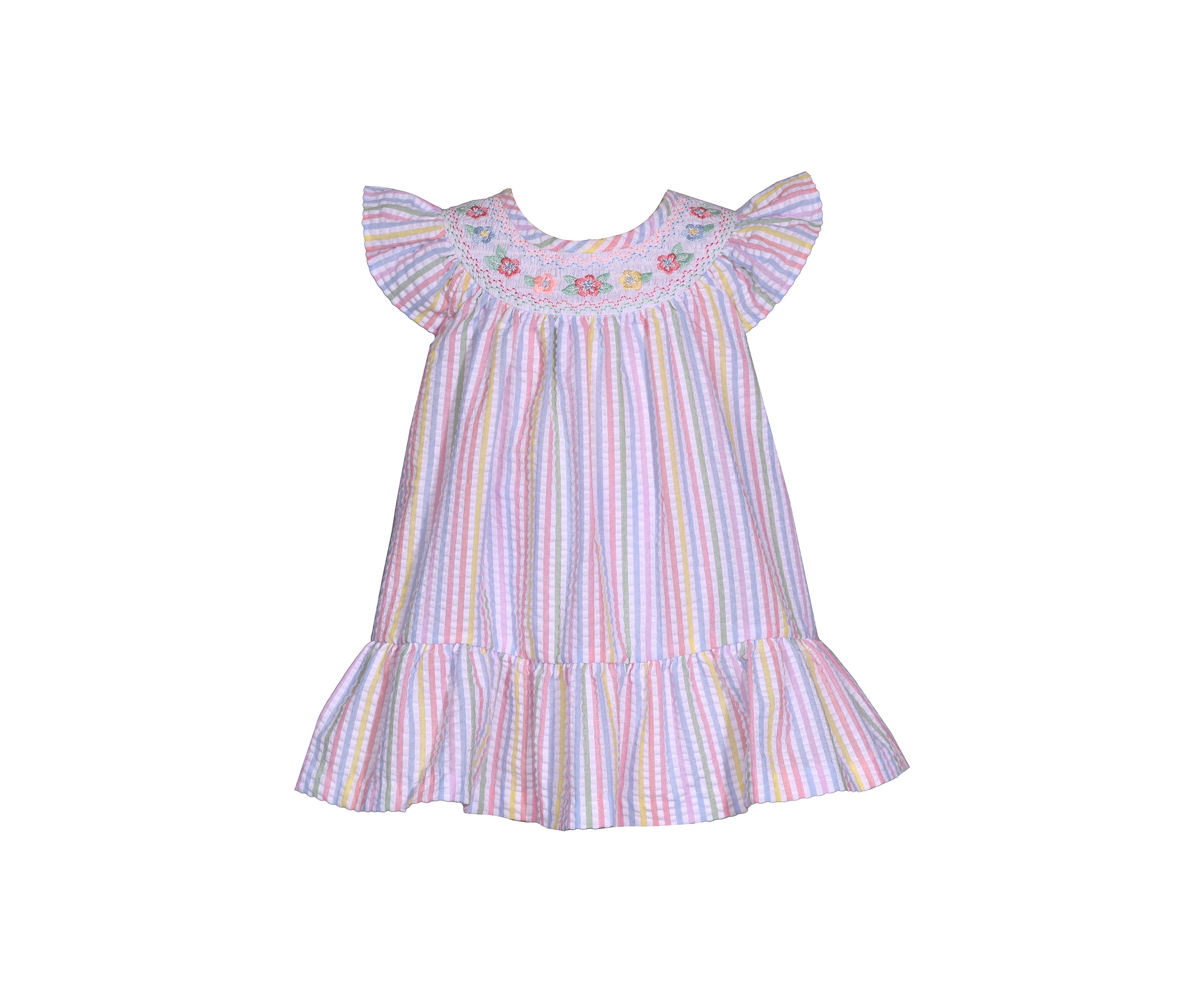 Toddler Girls Striped Smocked Seersucker Dress