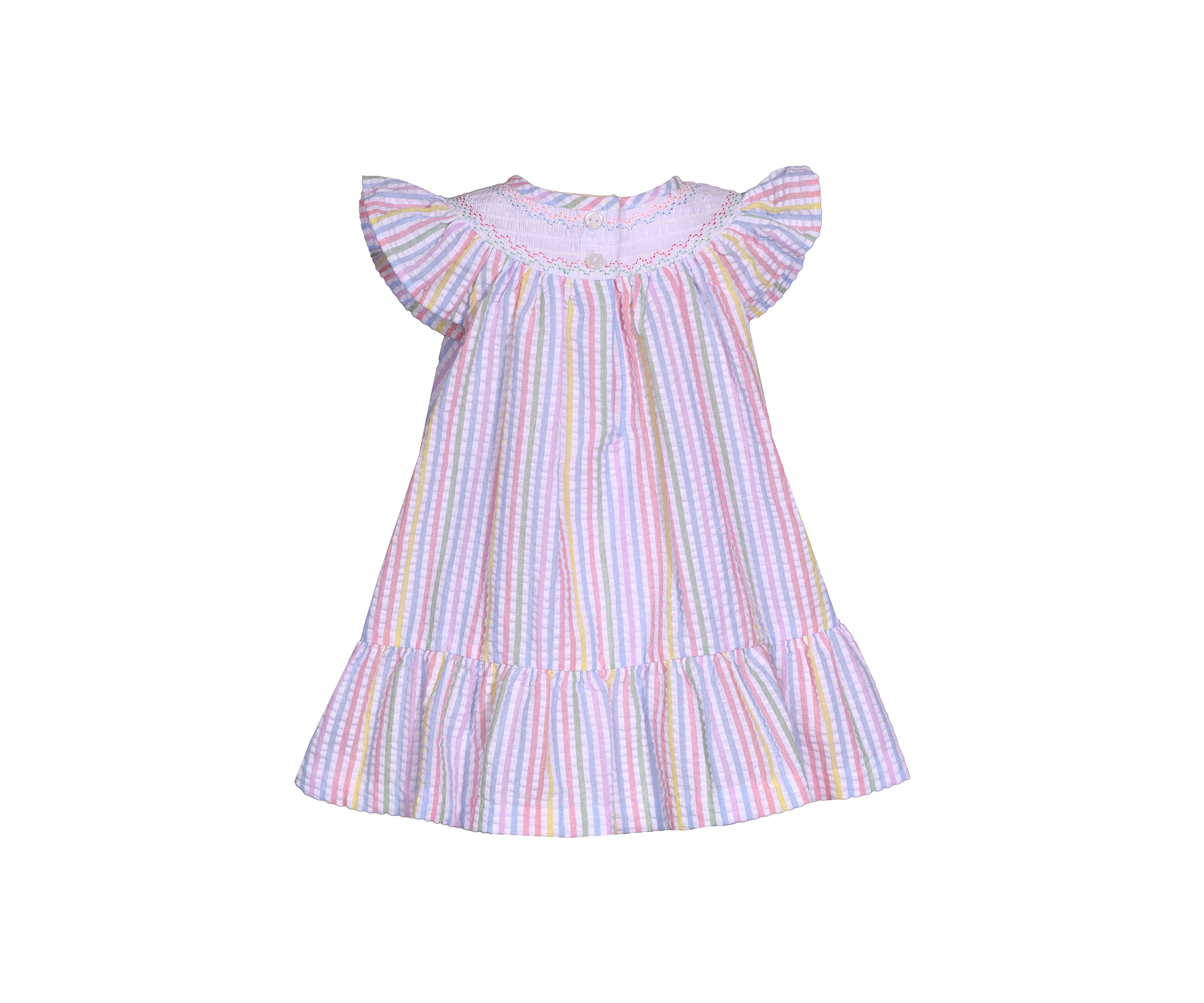 Toddler Girls Striped Smocked Seersucker Dress