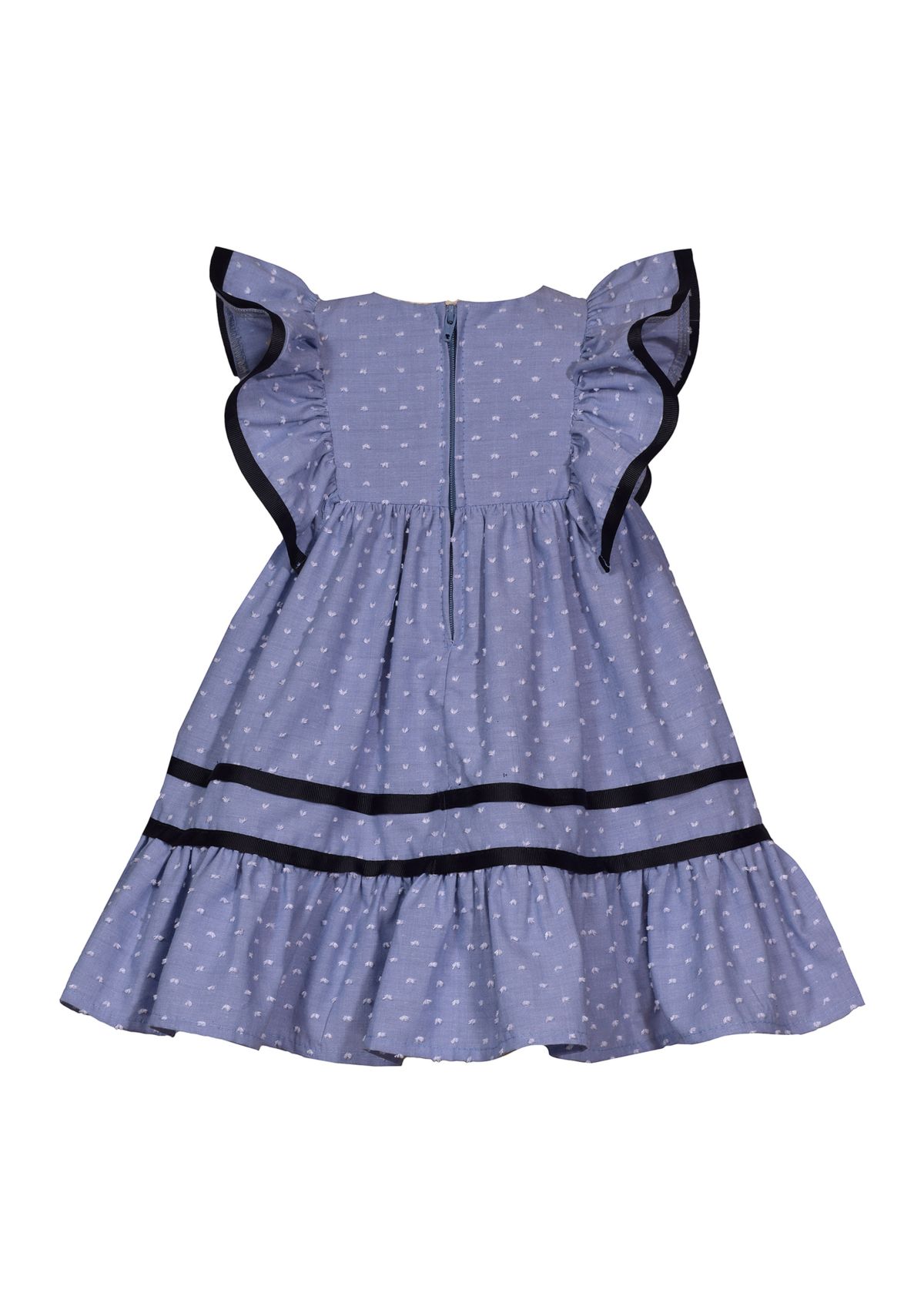 Toddler Girls Clip Dot Chambray Dress with Headband