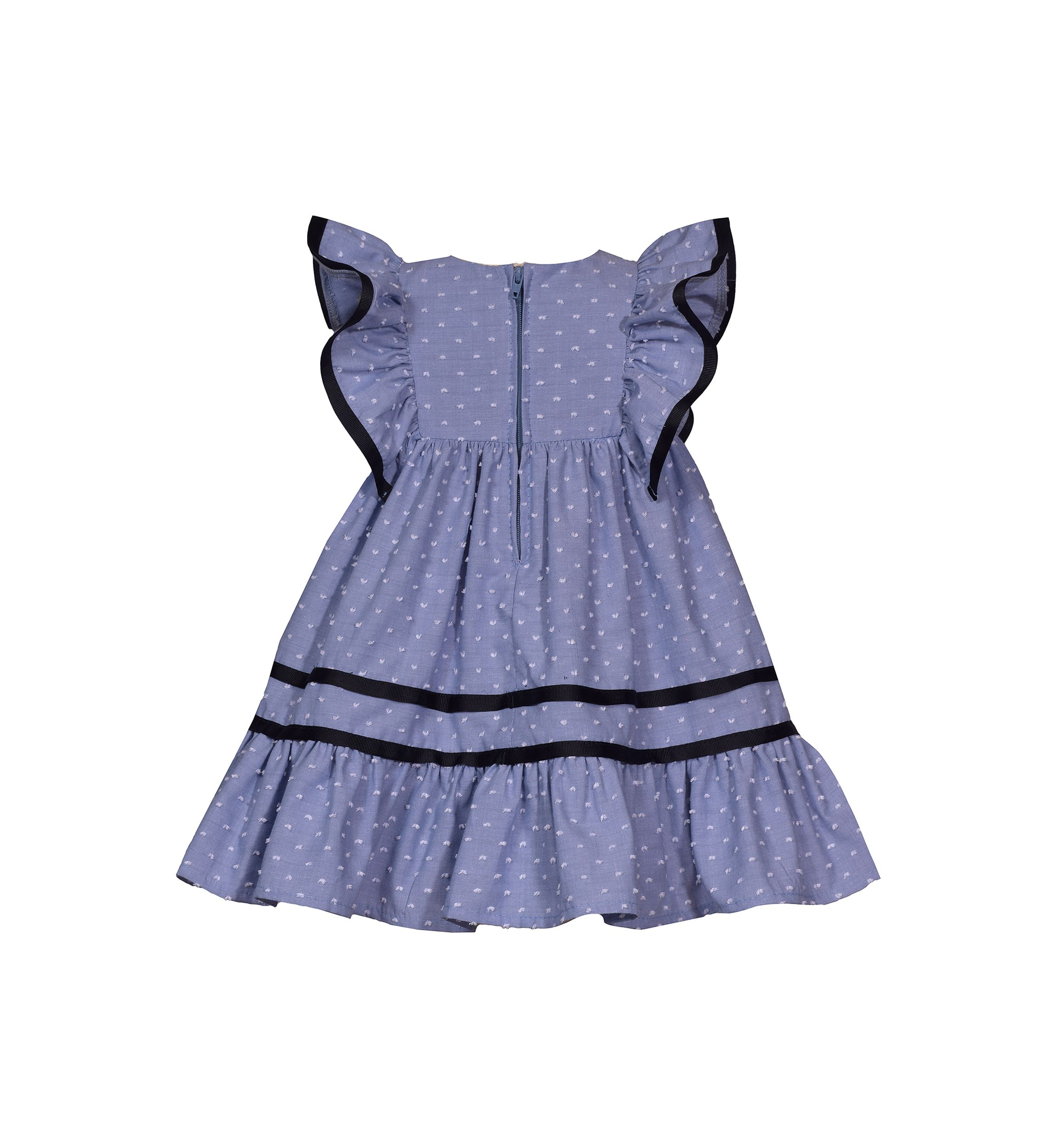 Toddler Girls Clip Dot Chambray Dress with Headband