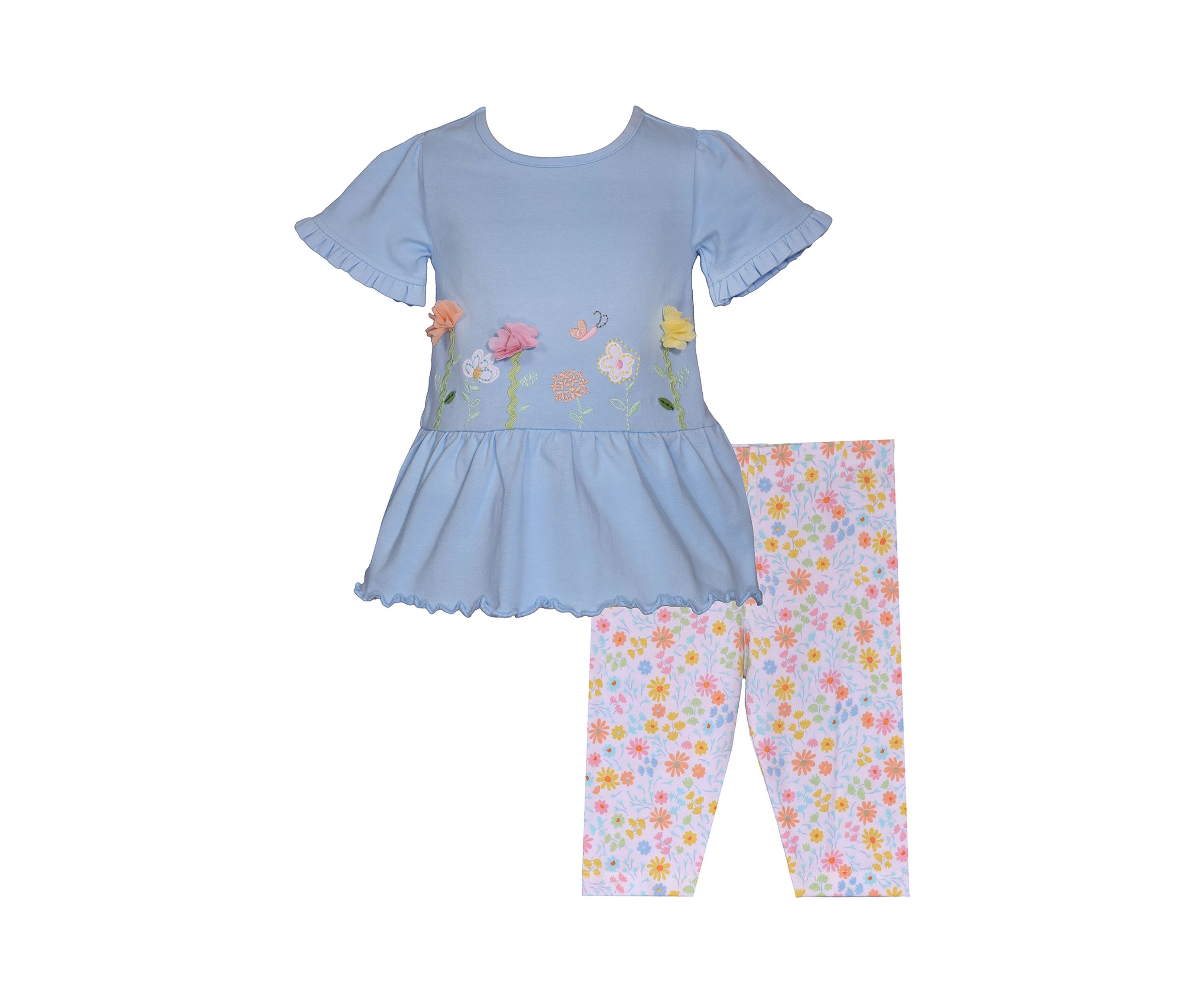 Toddler Girls Floral Top and Printed Leggings Set