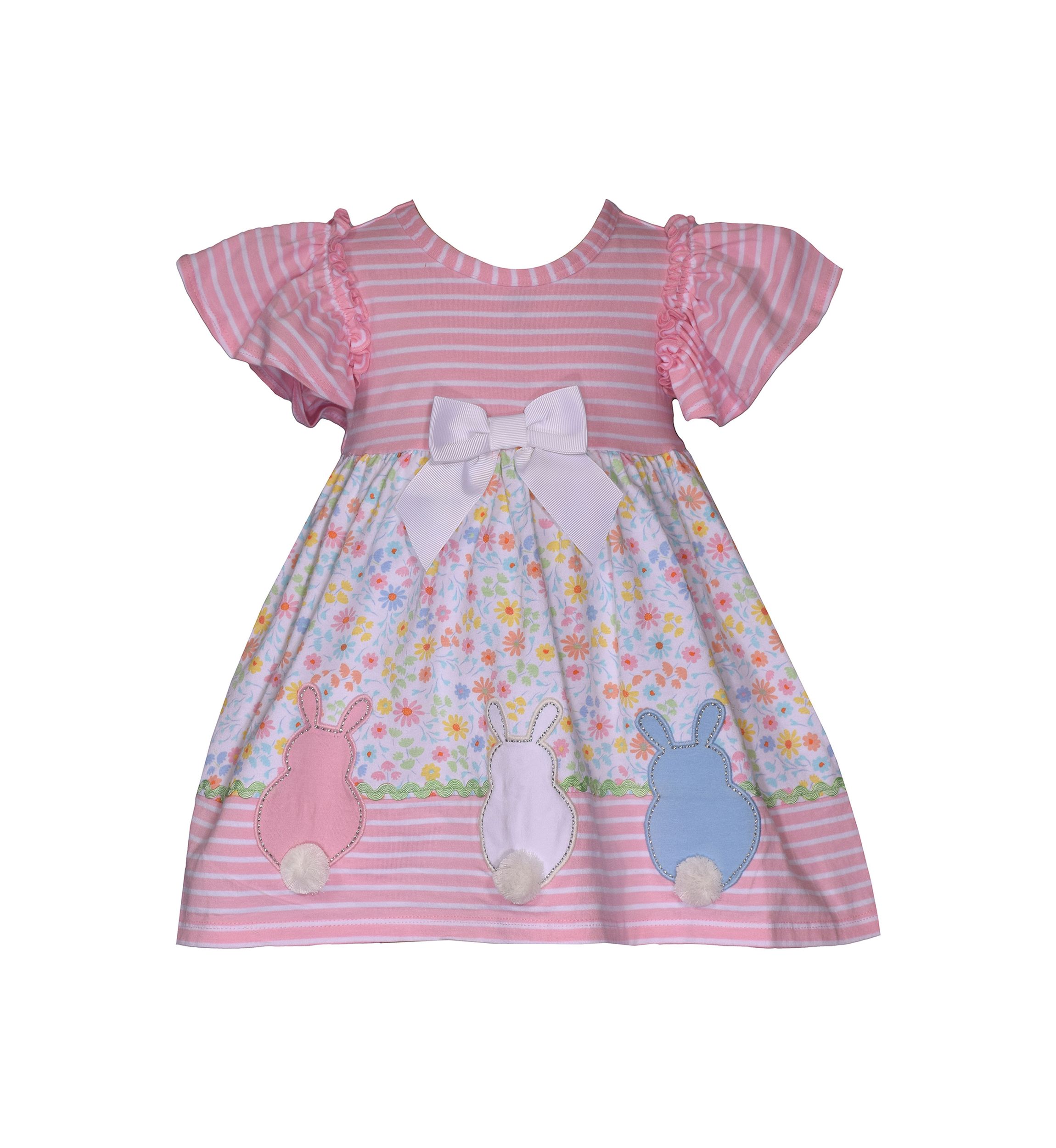 Toddler Girls Stripe Bunny Dress