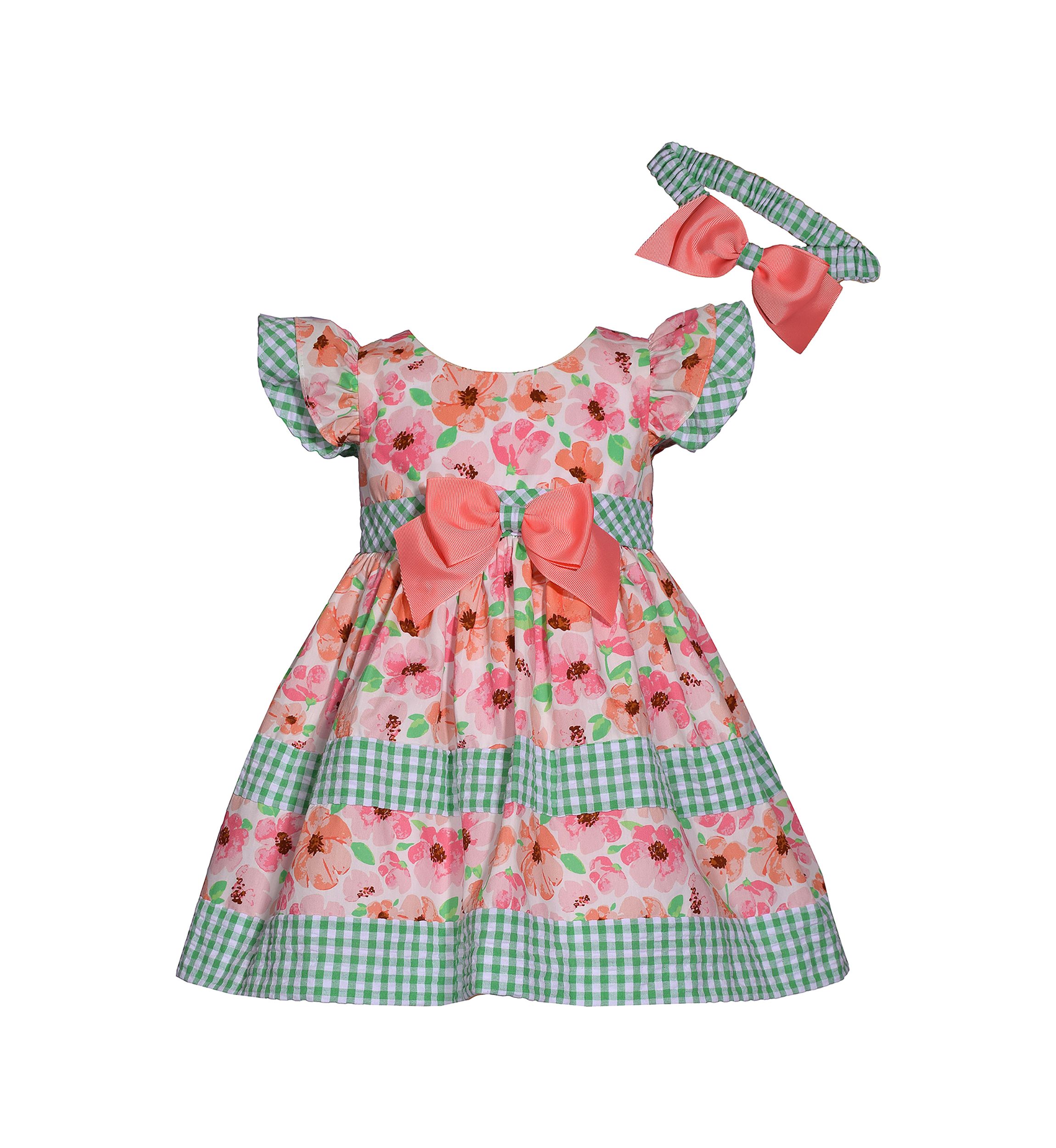 Toddler Girls Mixed Printed Woven Dress with Headband