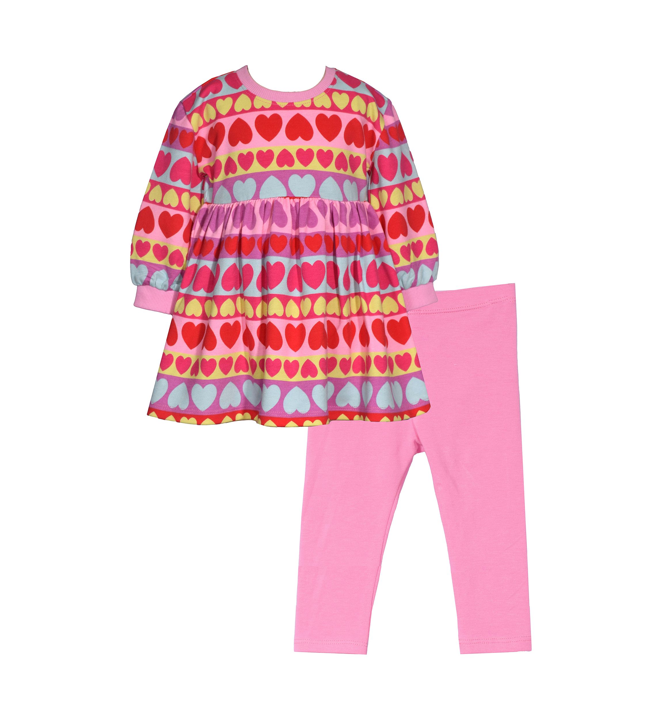 Toddler Girls Multi Heart Printed Top and Leggings Set