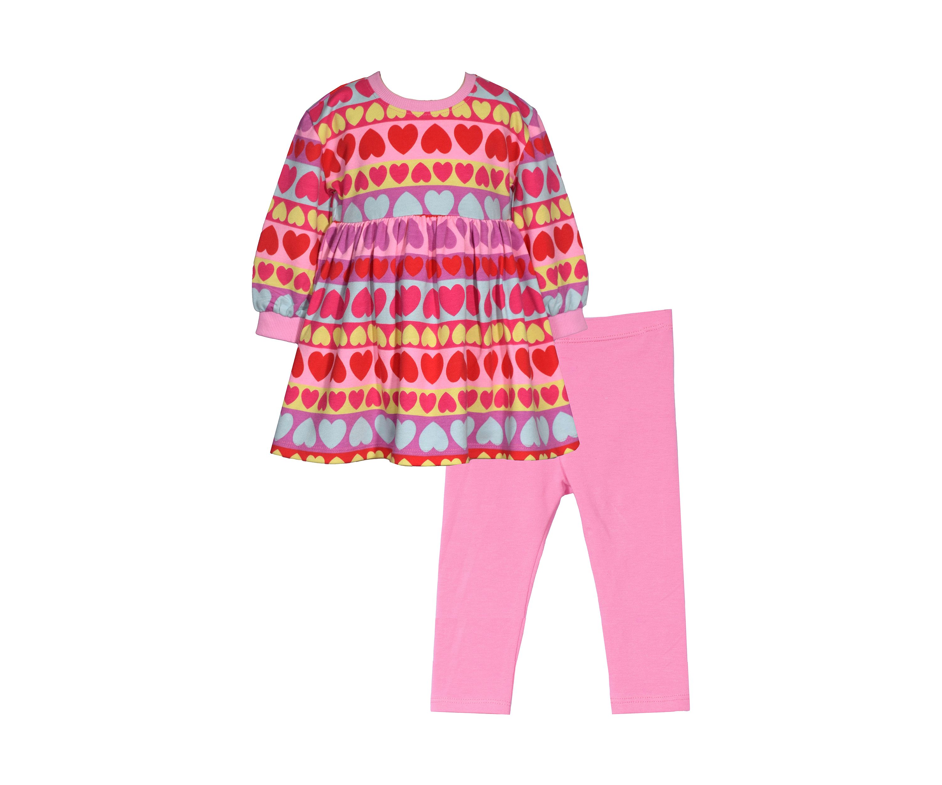 Toddler Girls Multi Heart Printed Top and Leggings Set