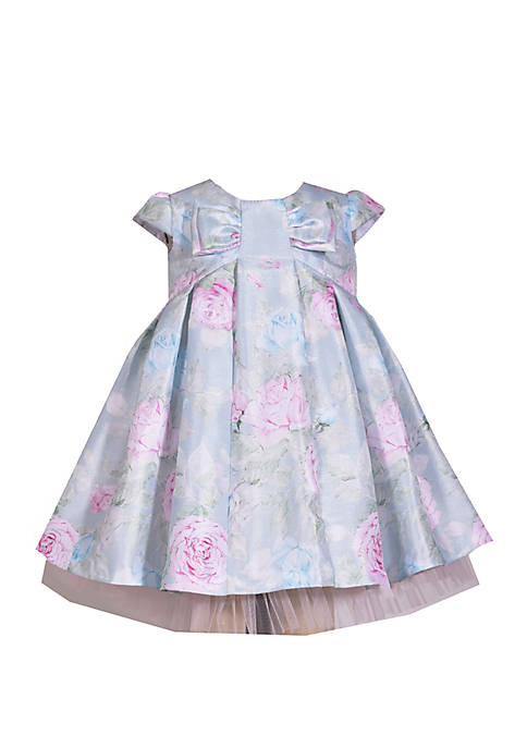 Toddler Girls Floral Shantung Center Bow Dress