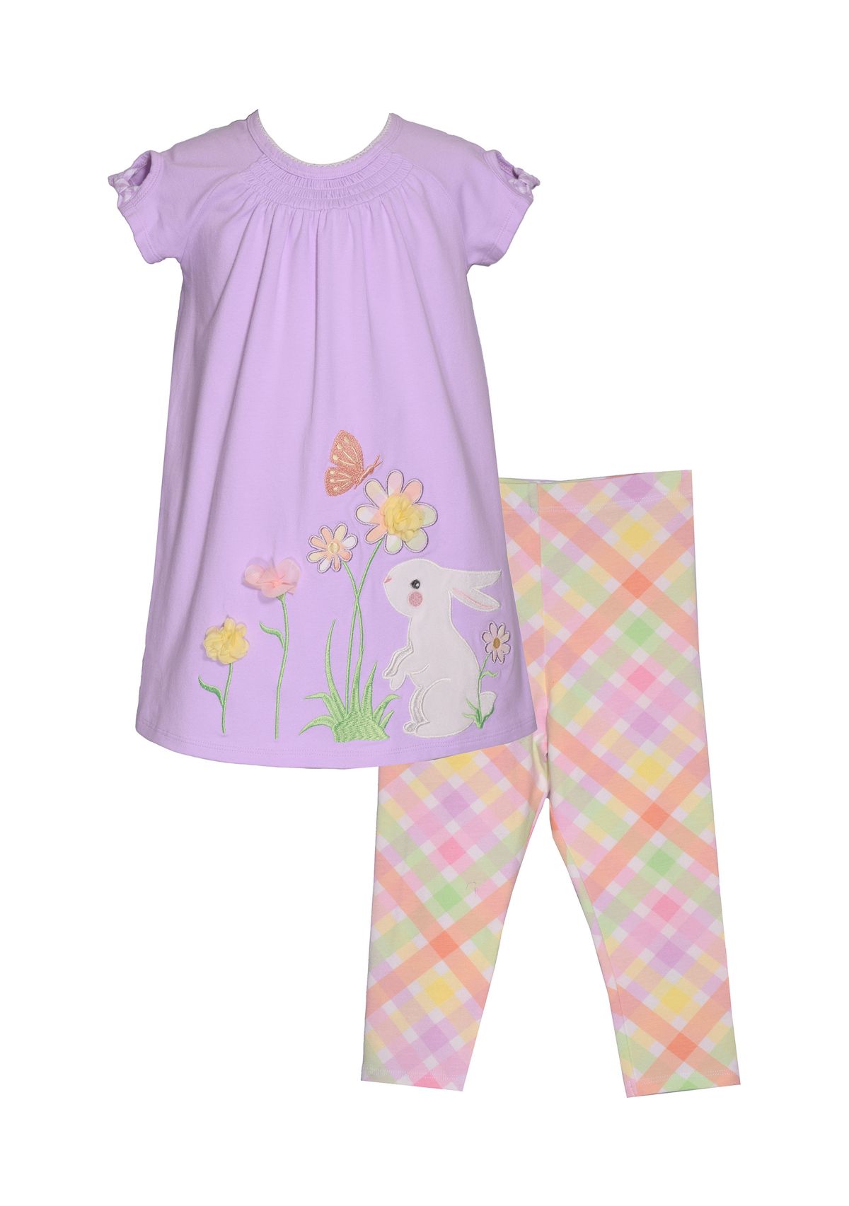 Baby Girls Bunny Appliqué Top and Printed Leggings Set