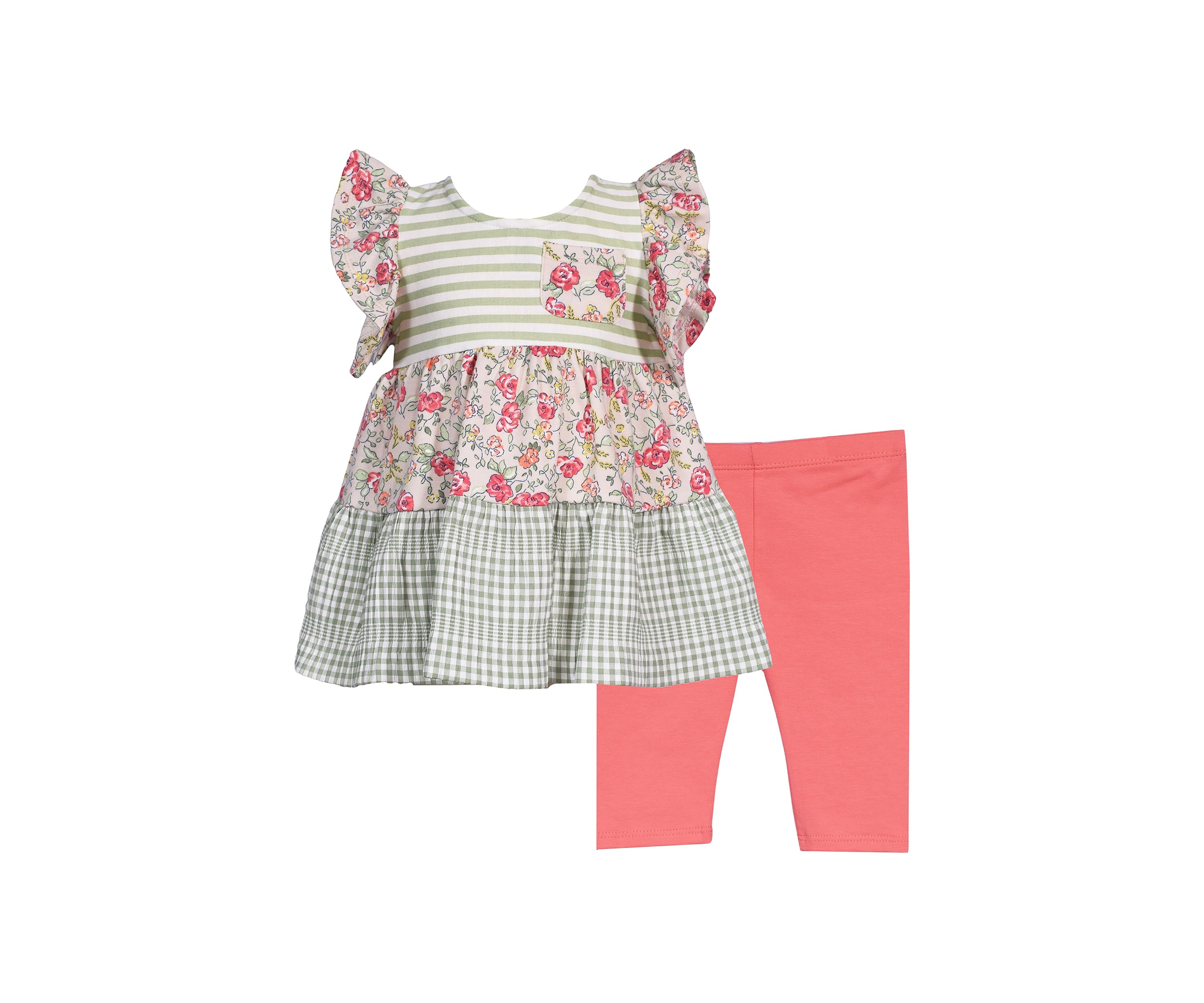 Baby Girls Mixed Printed Top and Knit Leggings Set