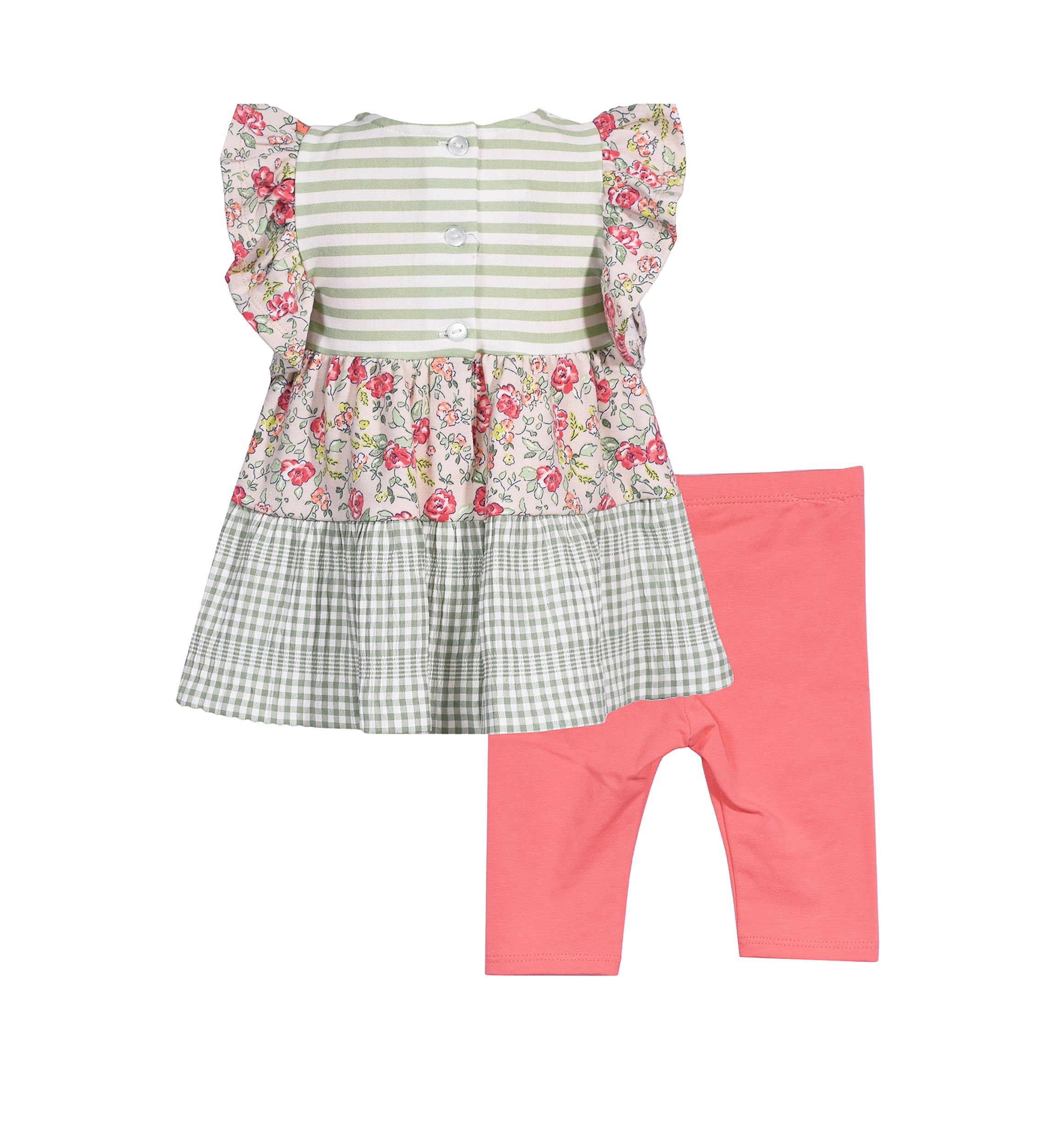 Baby Girls Mixed Printed Top and Knit Leggings Set