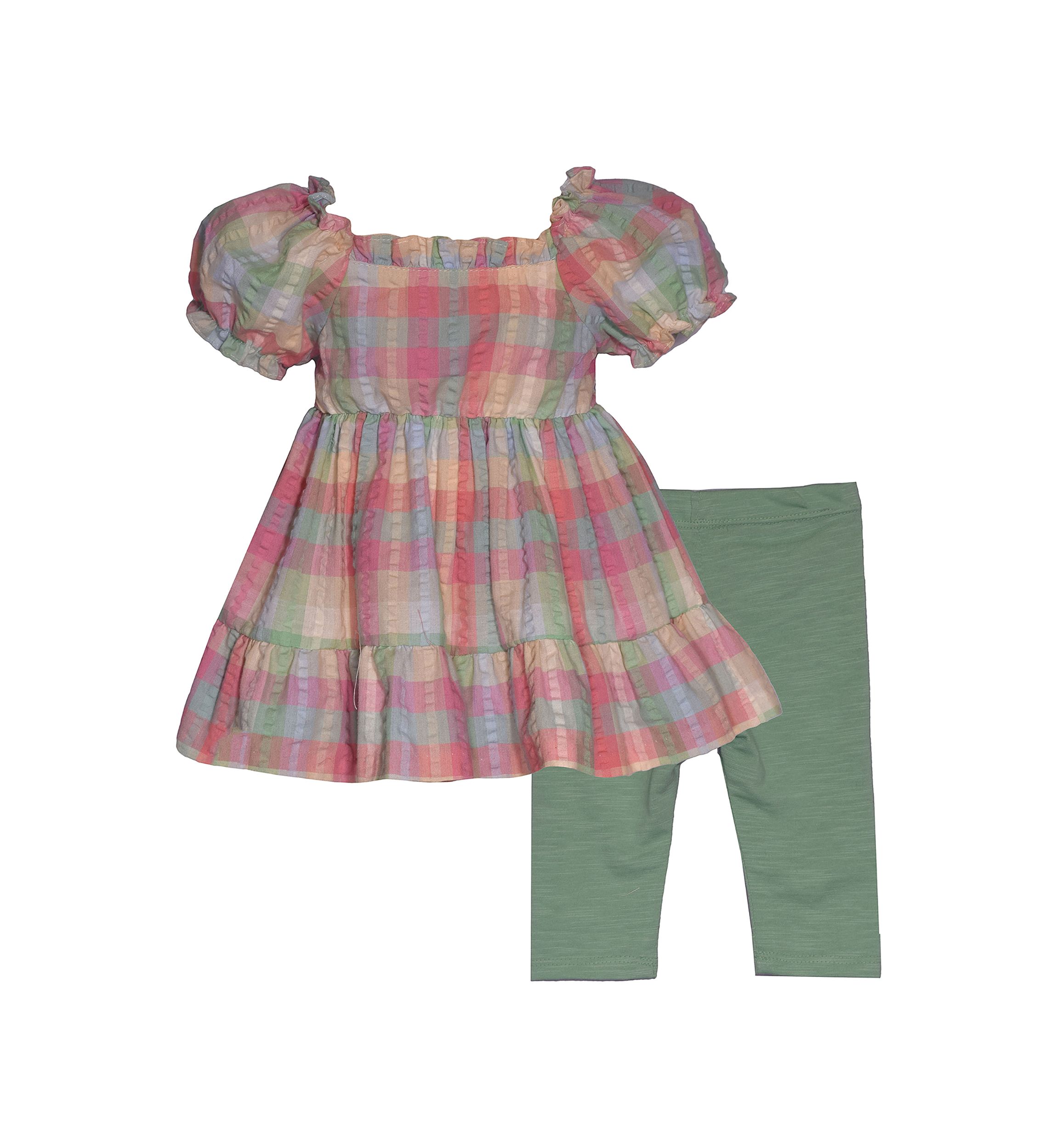 Baby Girls Smocked Puff Sleeve Top and Leggings Set