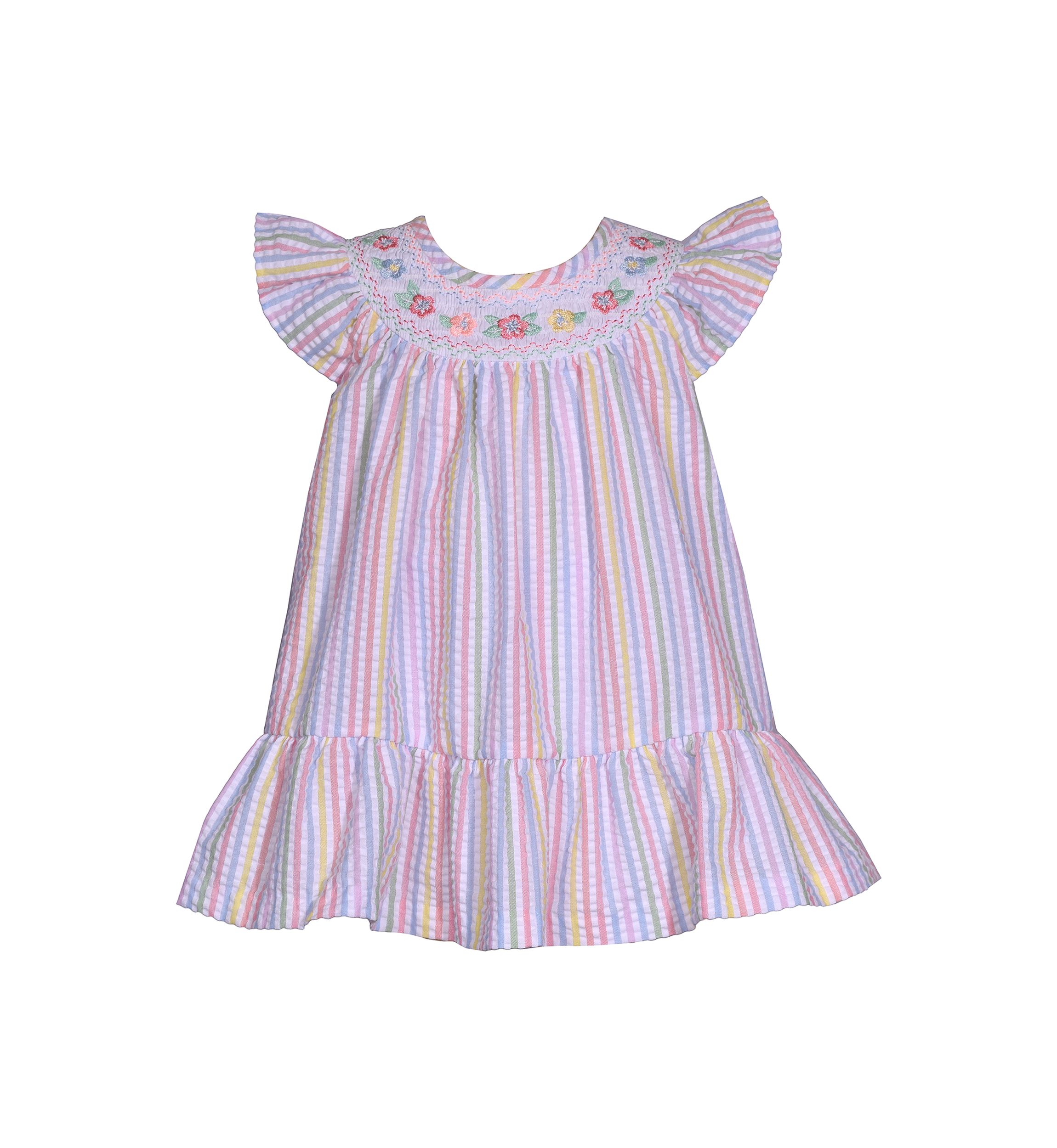 Baby Girls Striped Smocked Seersucker Dress