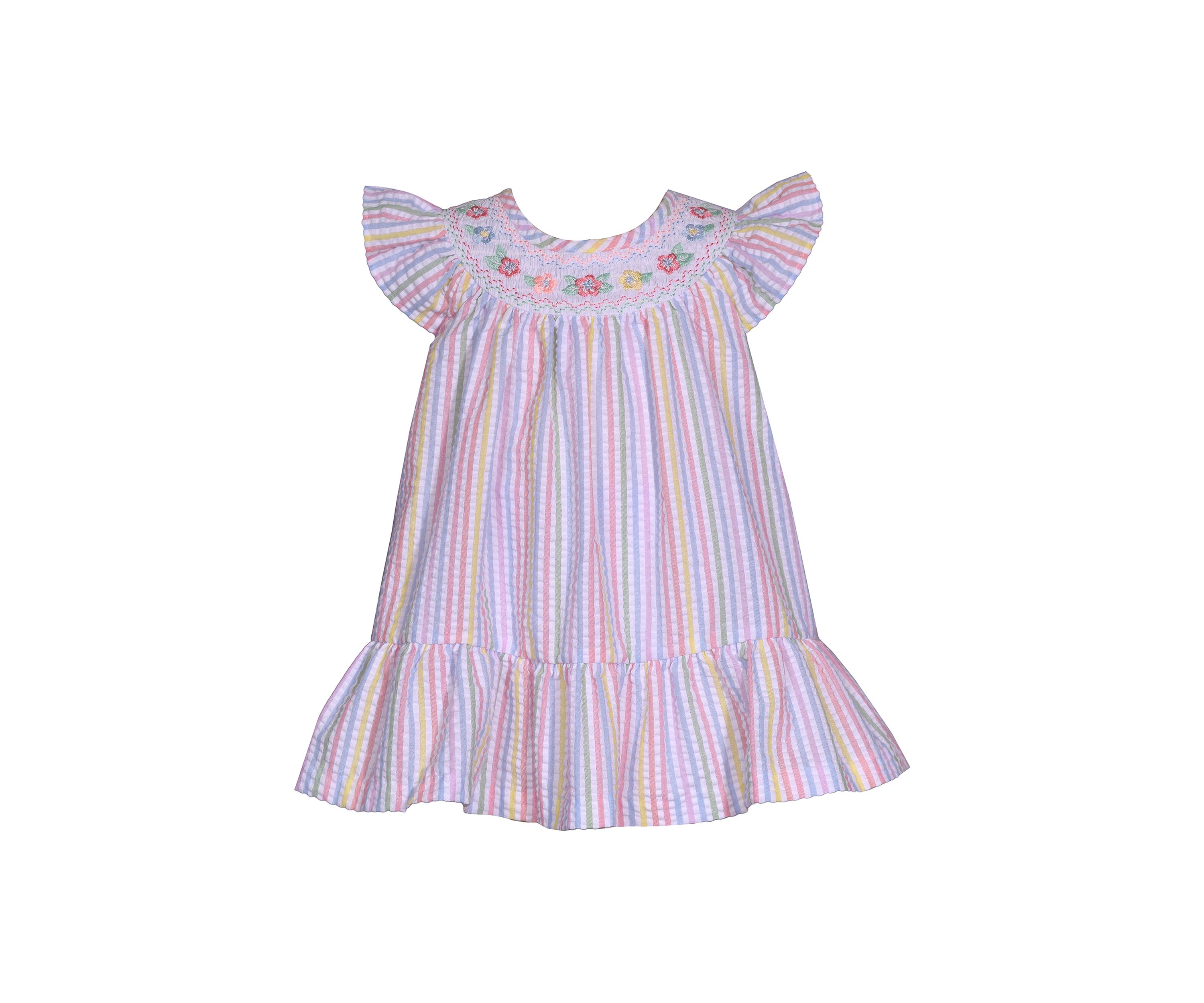 Baby Girls Striped Smocked Seersucker Dress