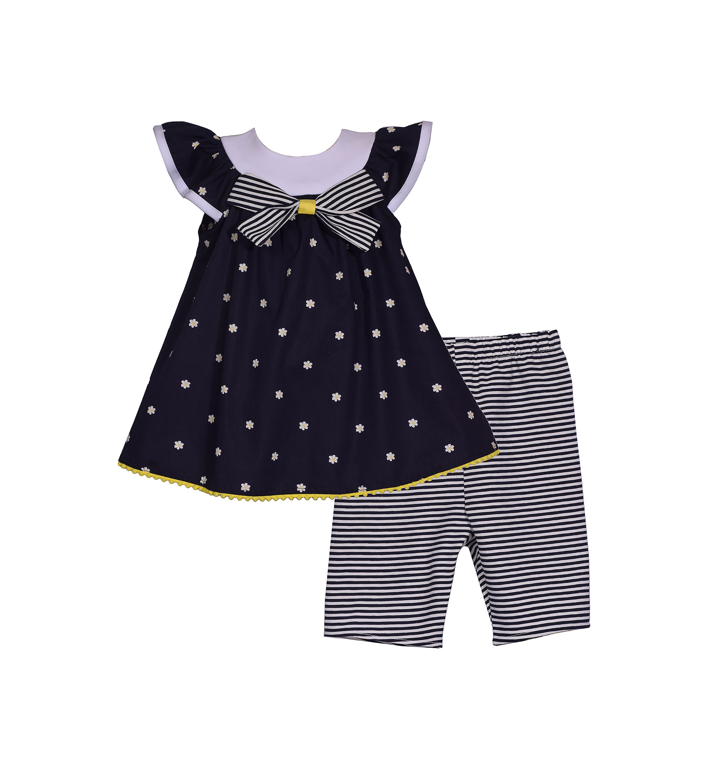 Baby Girls Ditsy Floral Top and Striped Pants Set