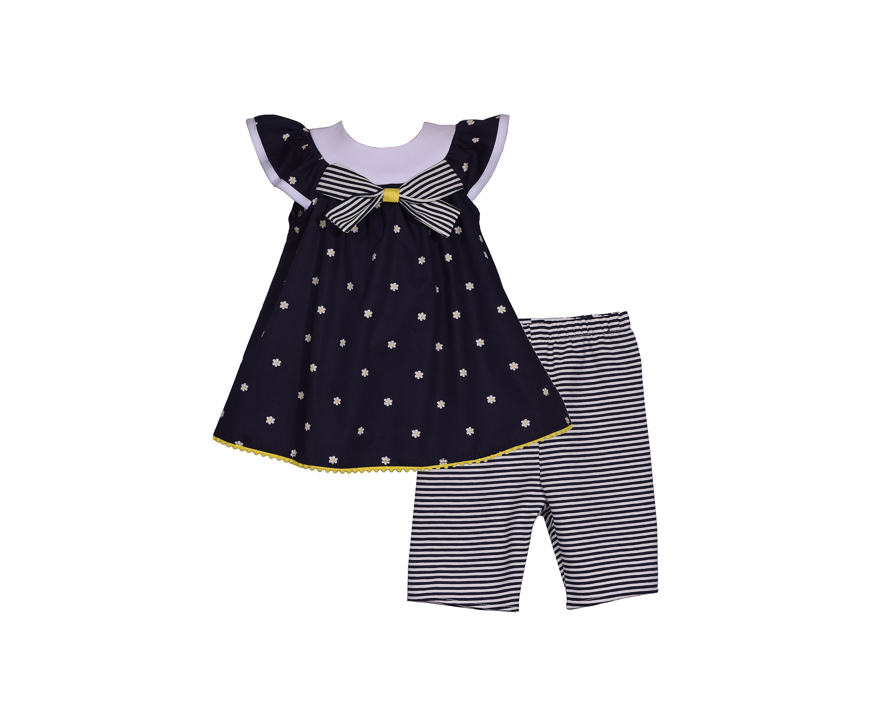 Baby Girls Ditsy Floral Top and Striped Pants Set