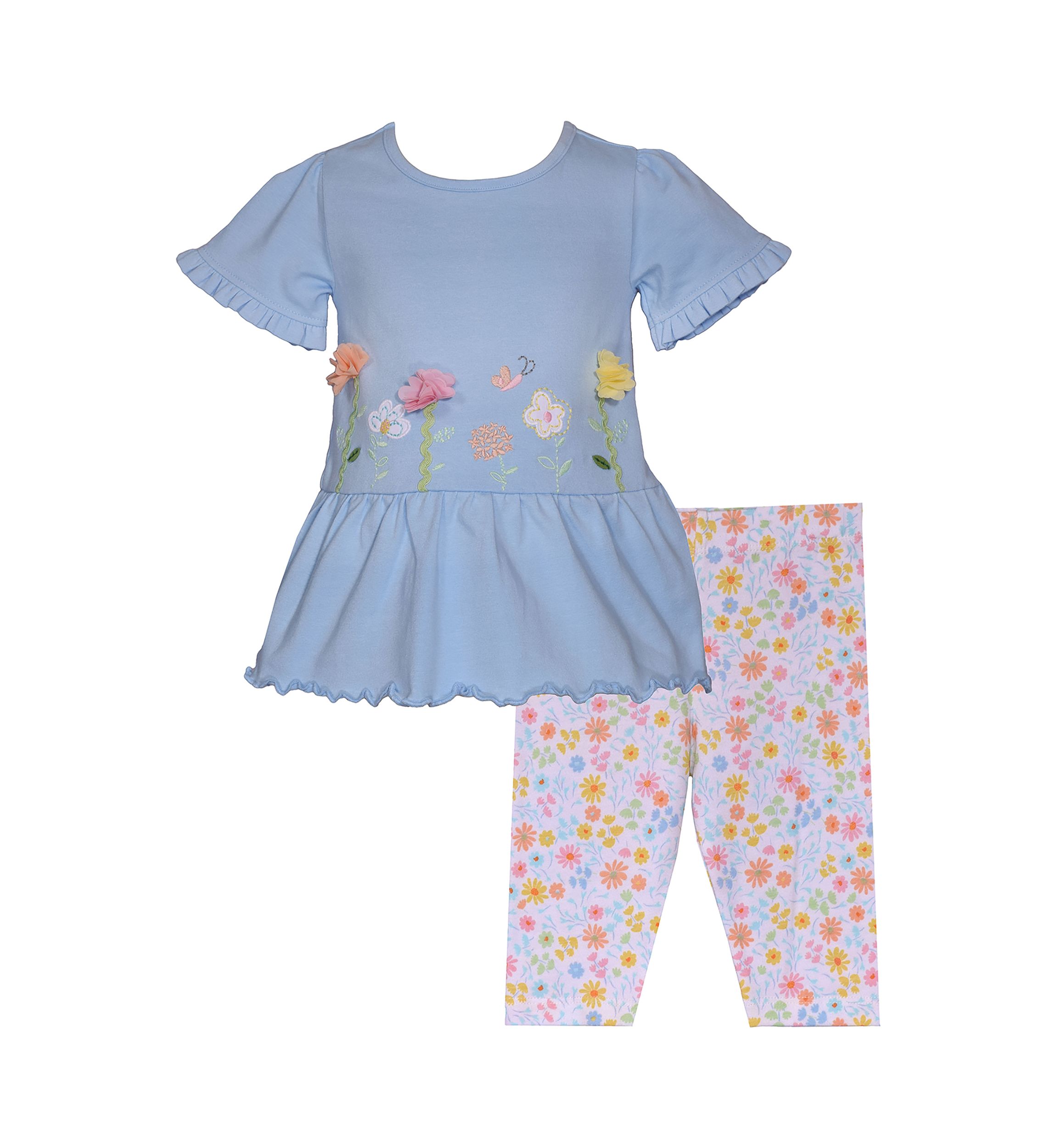 Baby Girls Floral Top and Printed Leggings Set