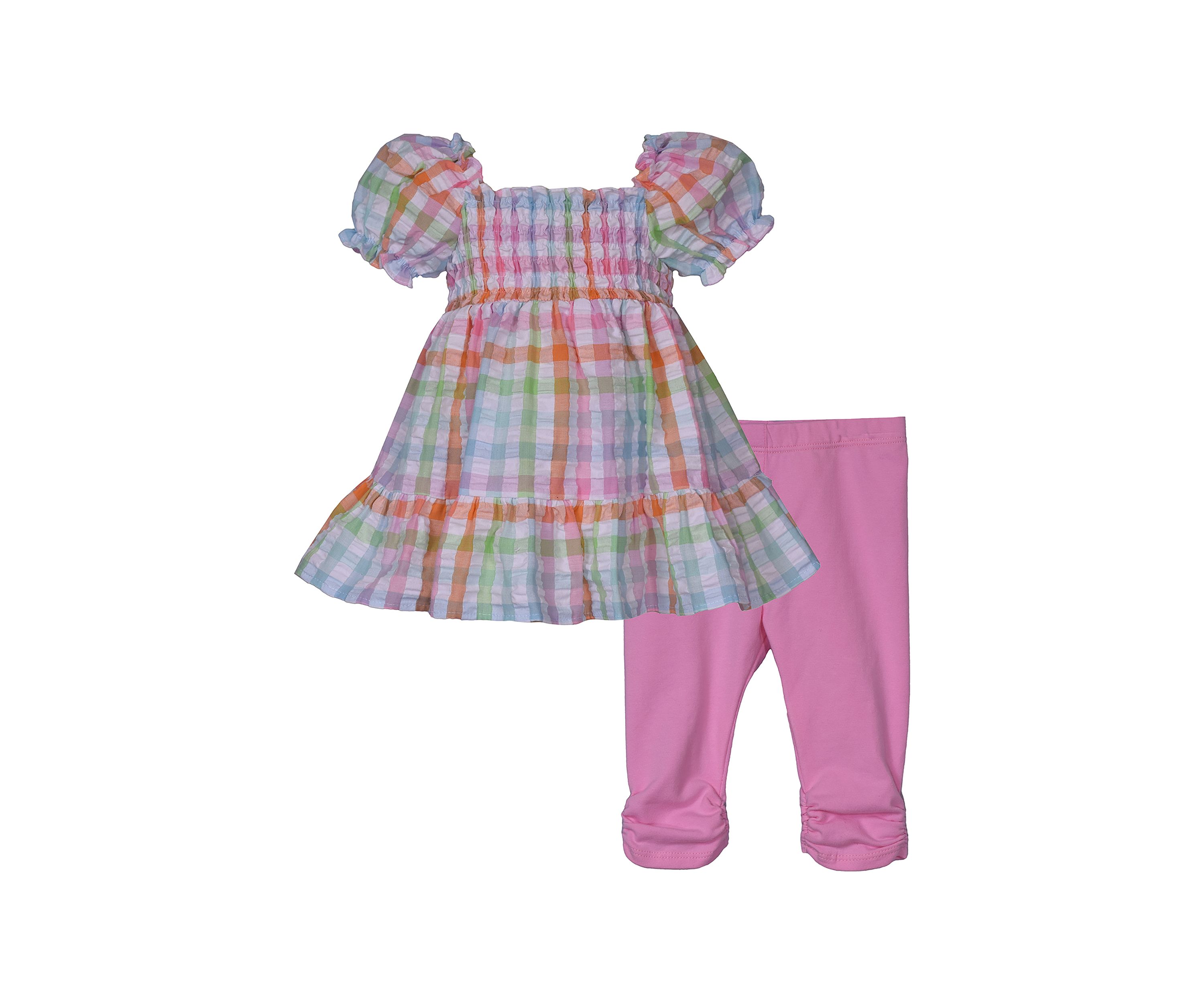 Baby Girls Puff Sleeve Seersucker Set