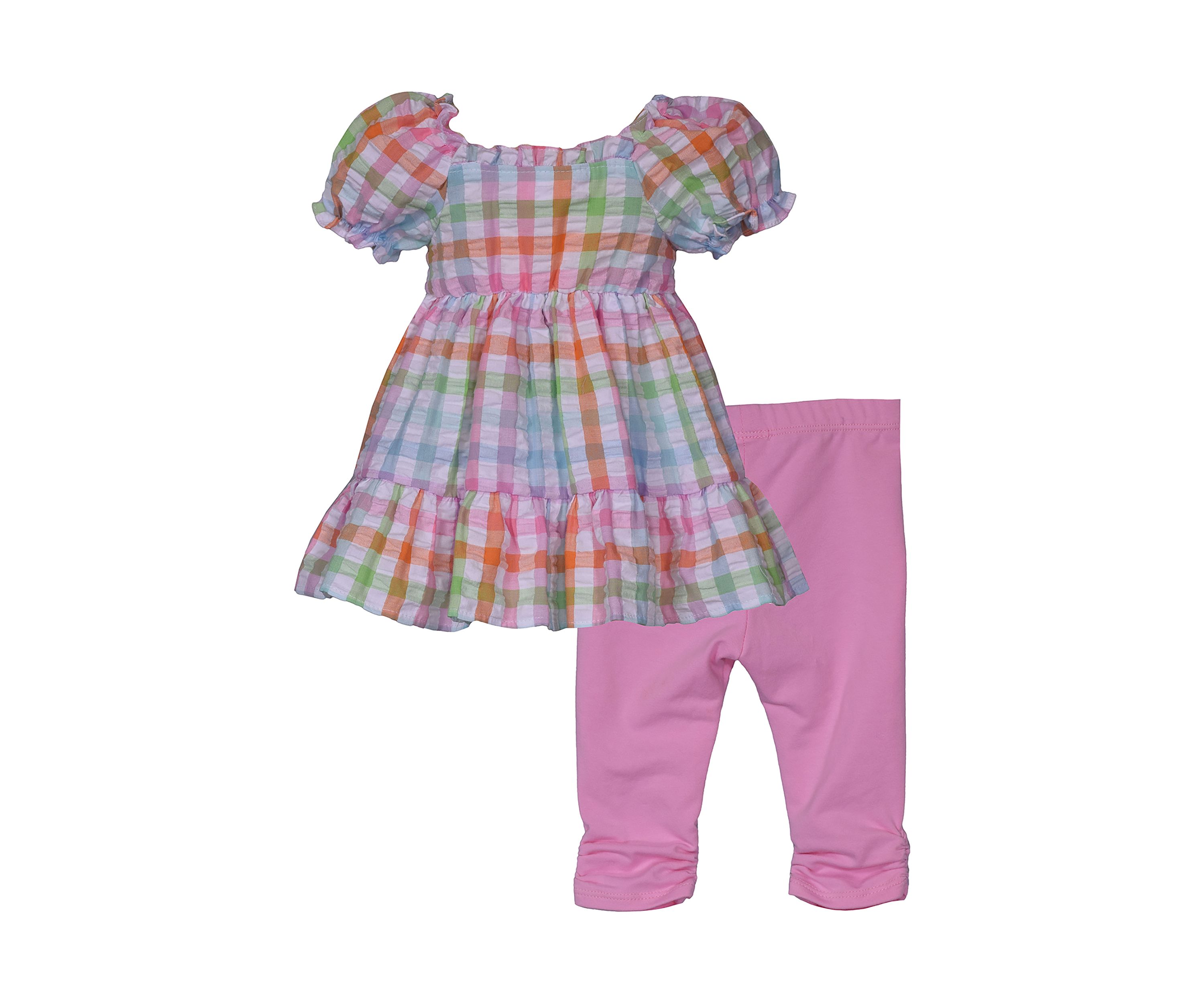 Baby Girls Puff Sleeve Seersucker Set