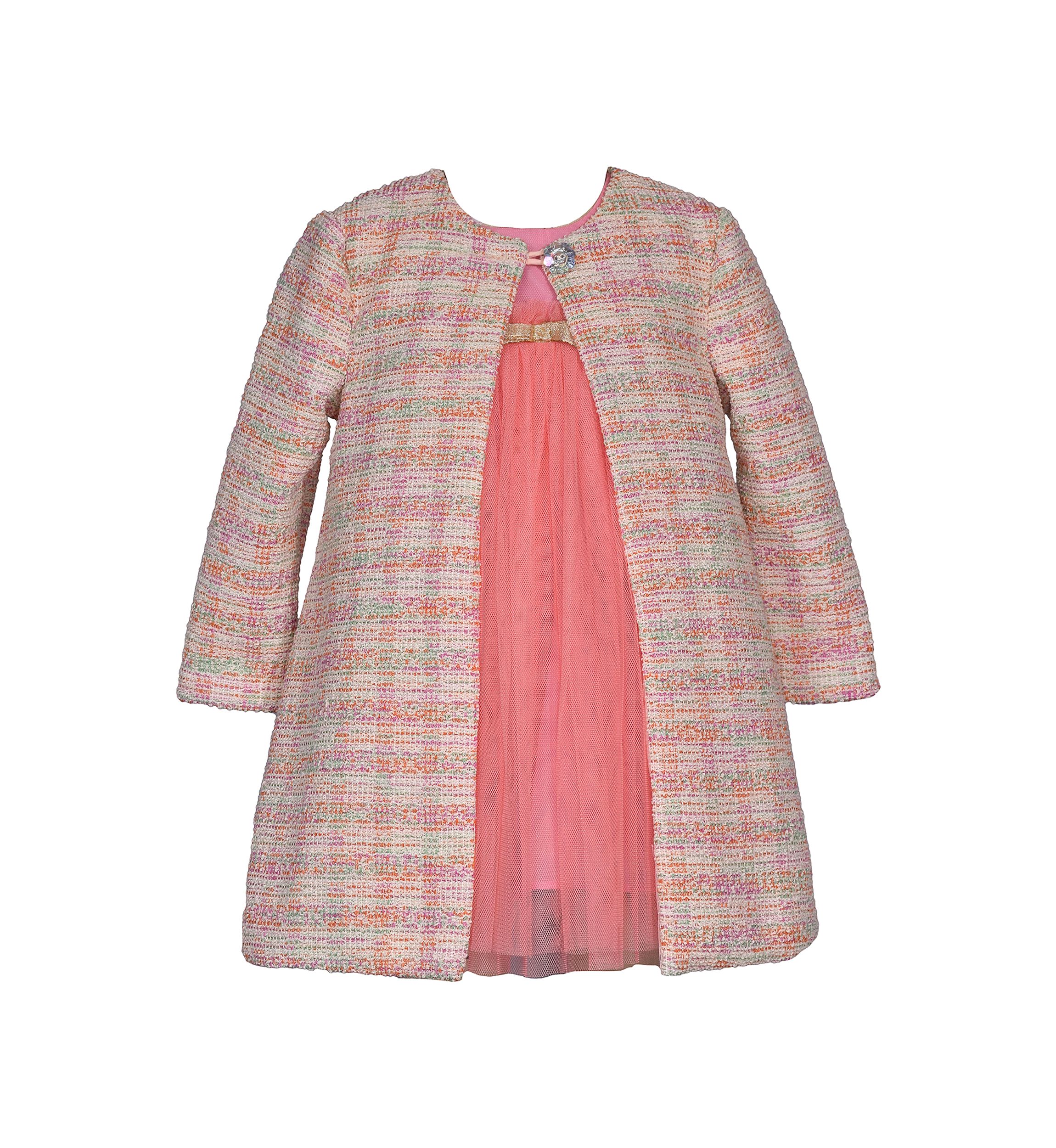 Baby Girls Bouclé Coat and Dress Set