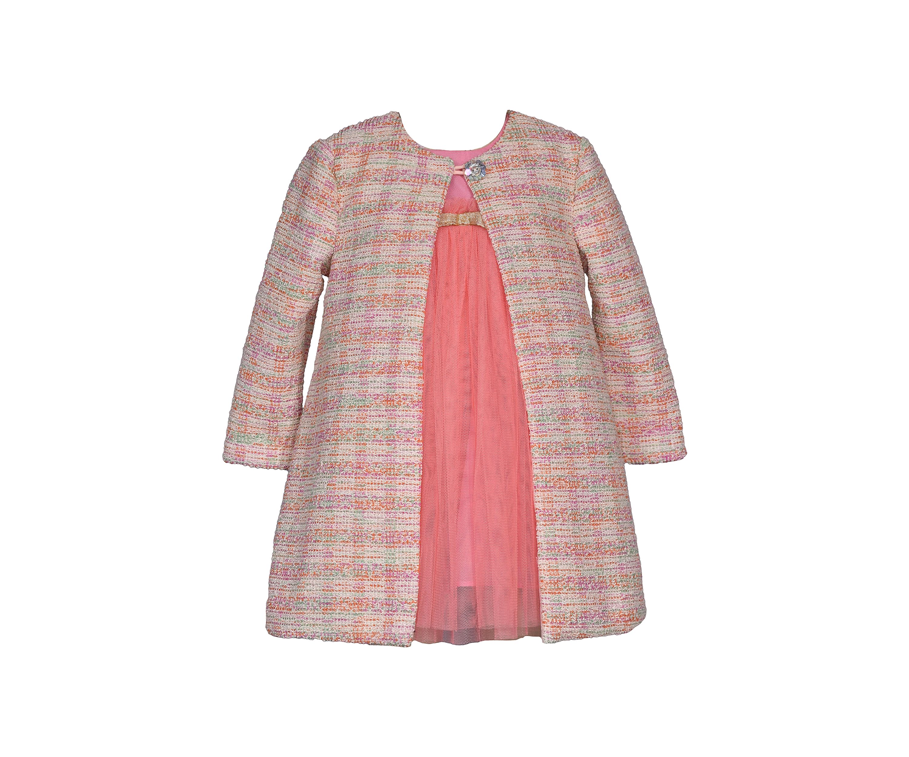 Baby Girls Bouclé Coat and Dress Set