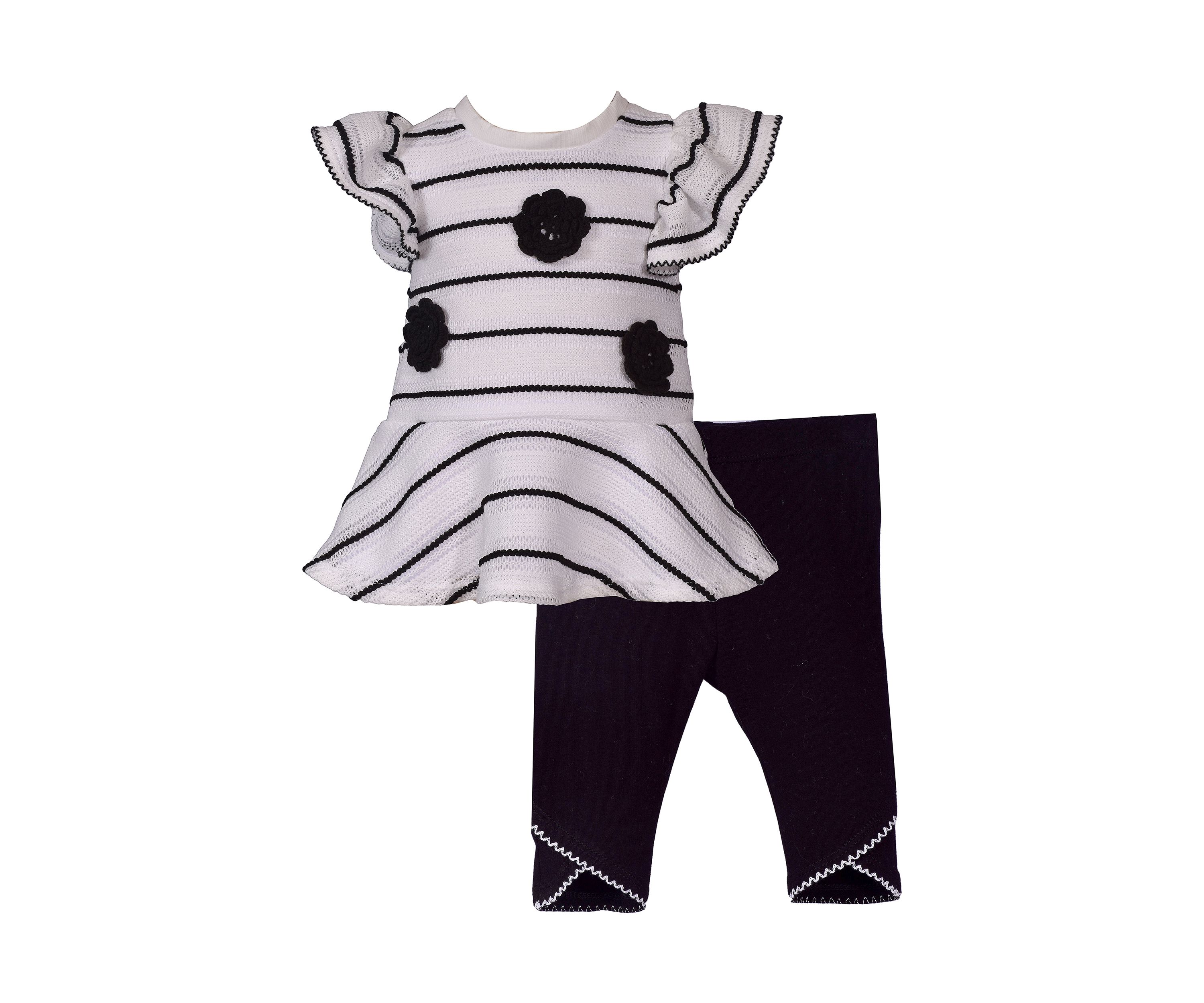 Baby Girls Stripe Polka Dot Top and Leggings Set