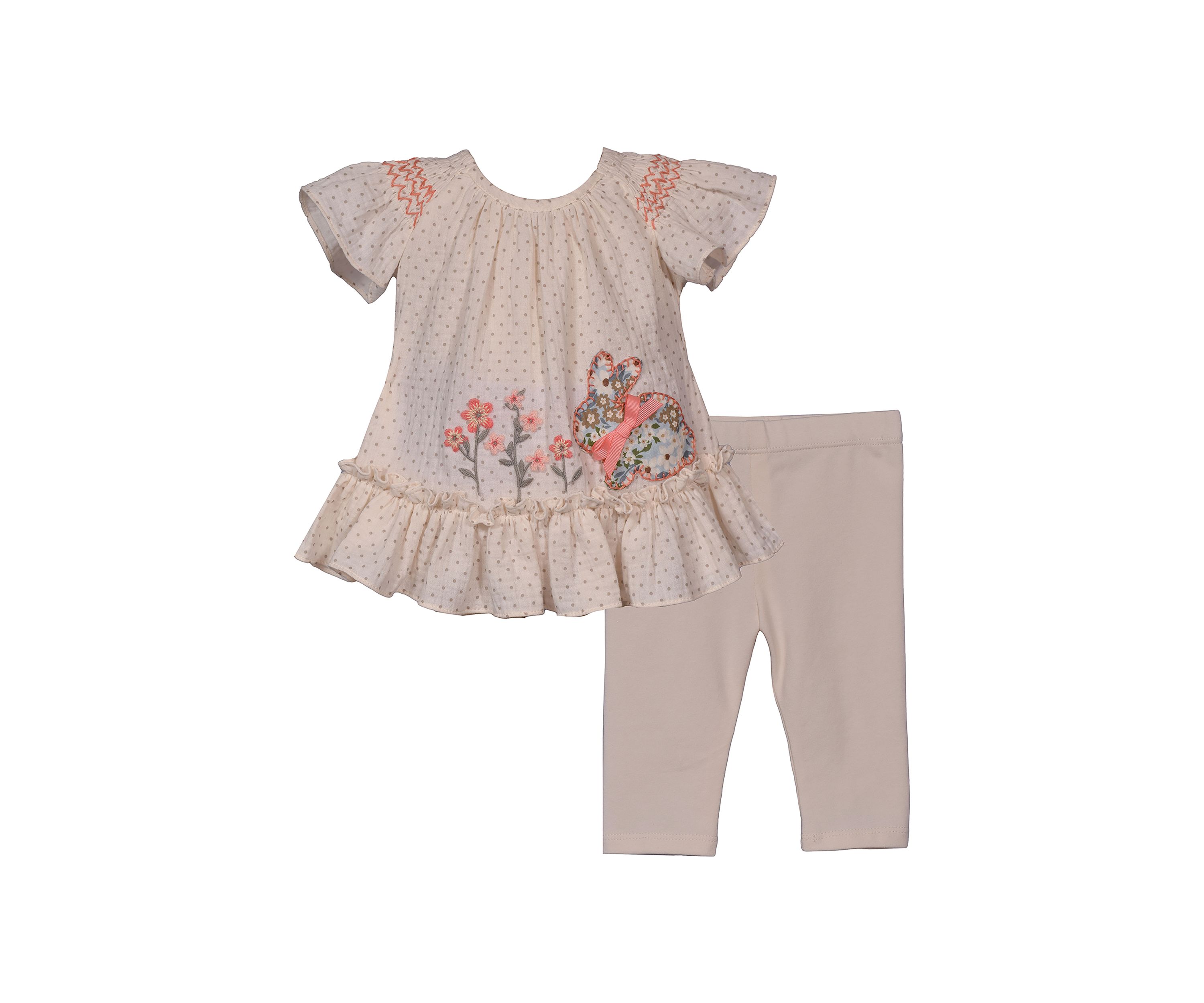 Baby Girls Gauze Knit Polka Dot Top and Leggings Set