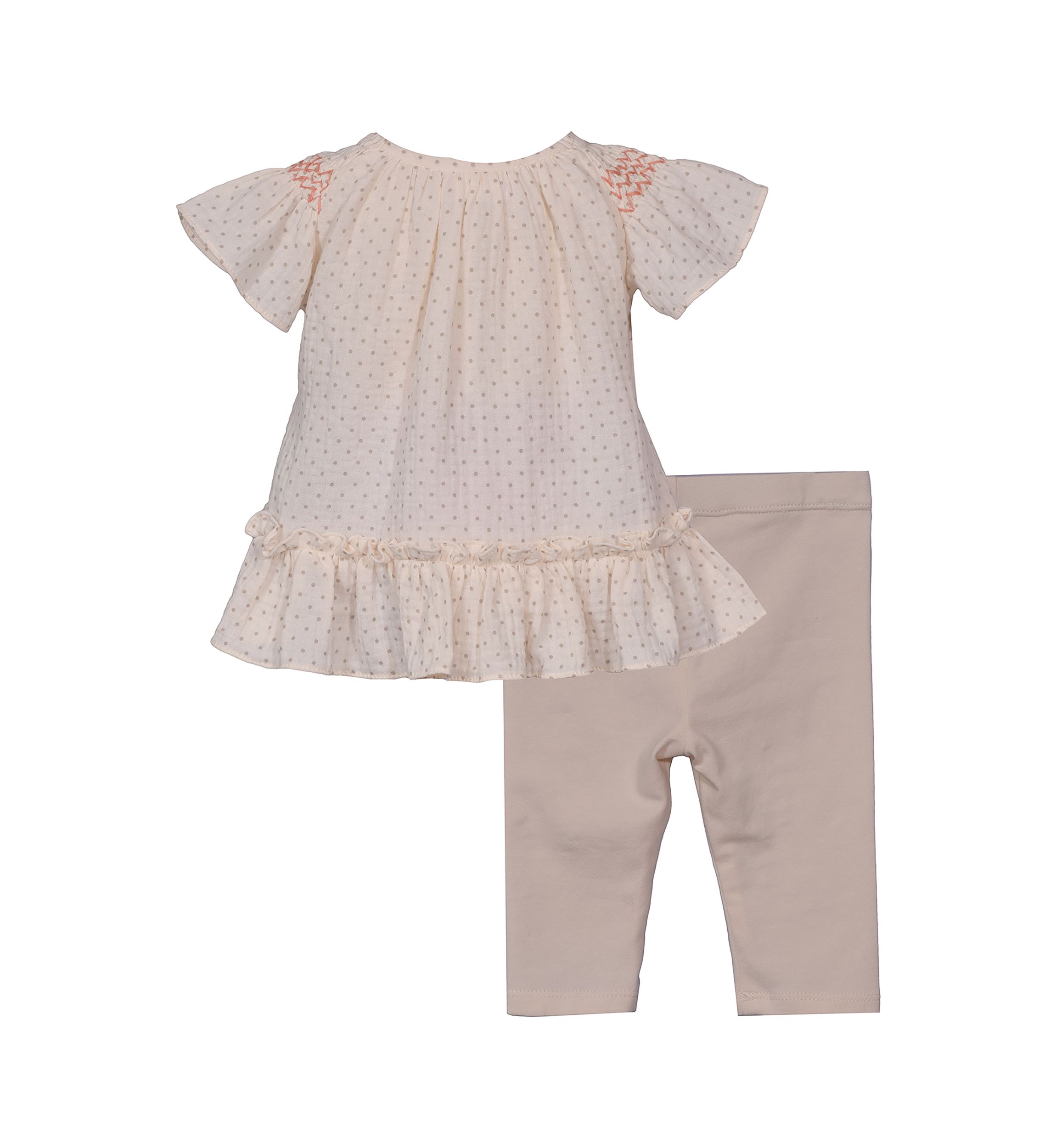 Baby Girls Gauze Knit Polka Dot Top and Leggings Set