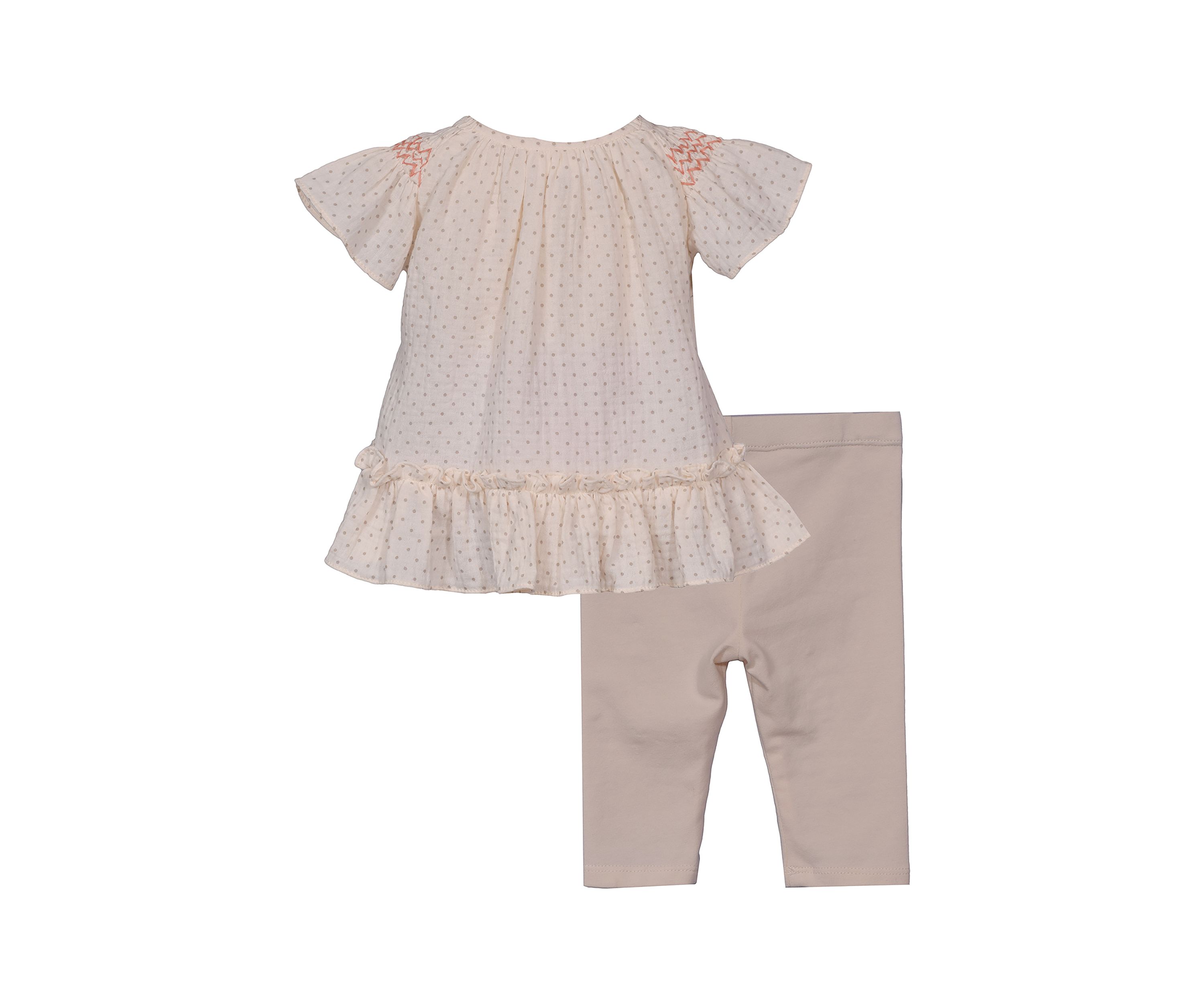 Baby Girls Gauze Knit Polka Dot Top and Leggings Set