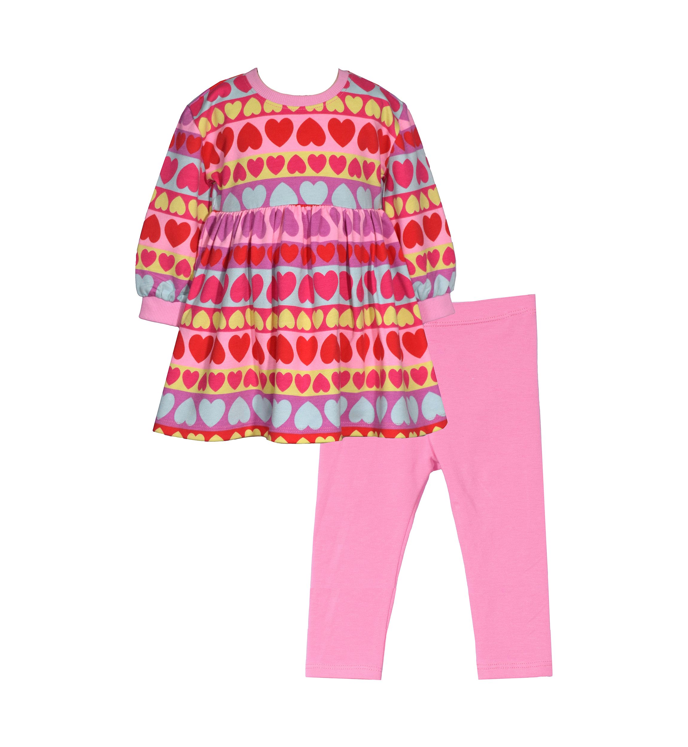Baby Girls Multi Heart Printed Top and Leggings Set