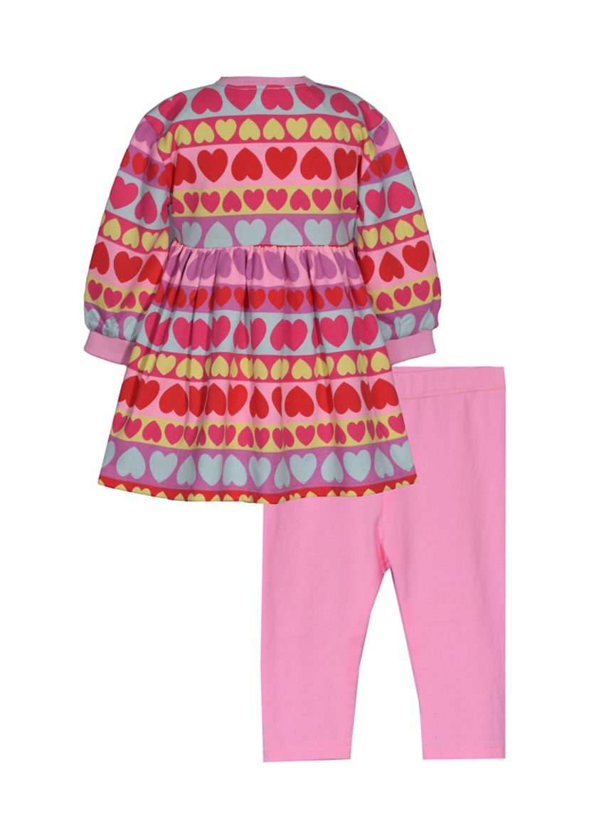 Baby Girls Multi Heart Printed Top and Leggings Set