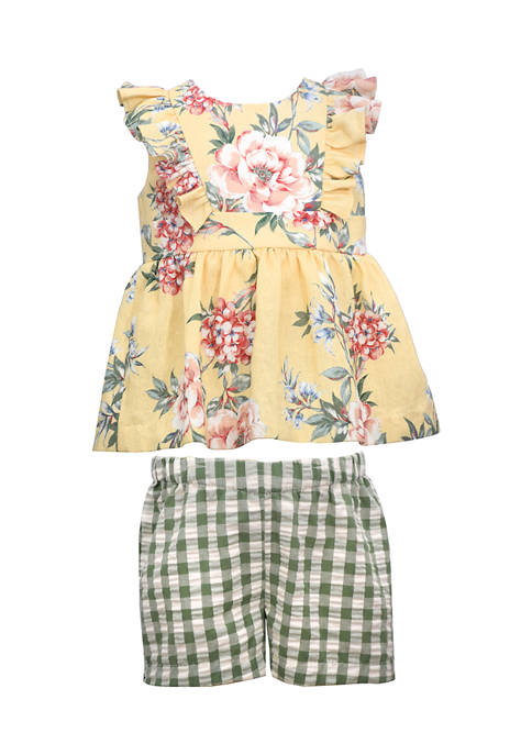 Bonnie Jean Toddler Girls Sleeveless Floral Seersucker Shorts