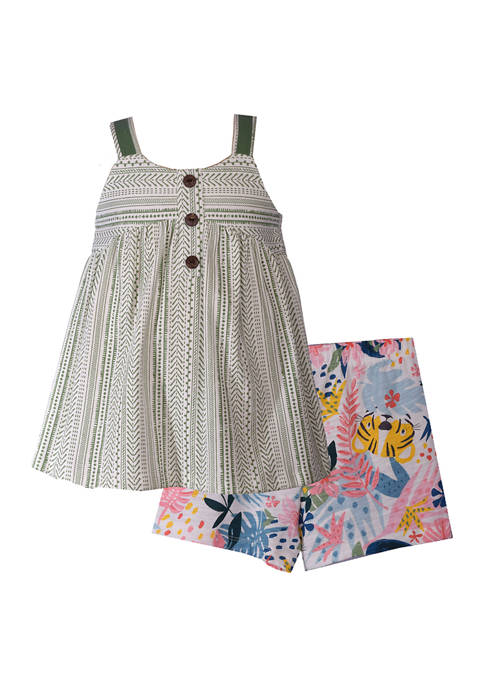 Bonnie Jean Toddler Girls Sleeveless Tropical Print Shorts