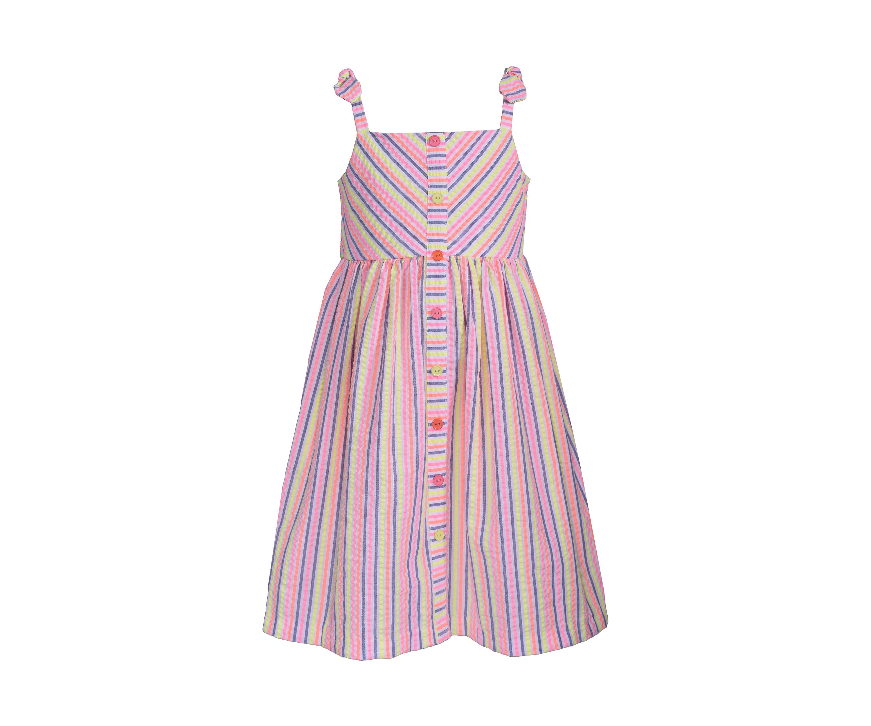 Toddler Girls Tie Shoulder Seersucker Dress