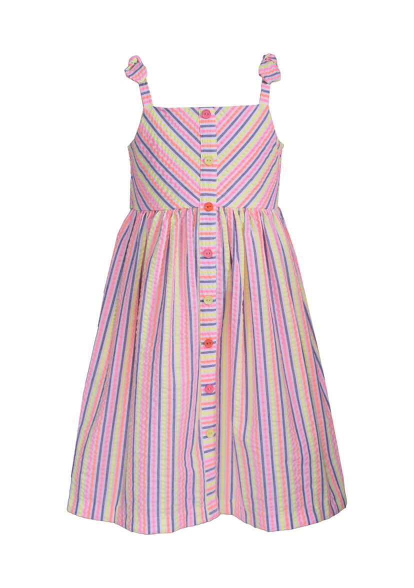 Toddler Girls Tie Shoulder Seersucker Dress