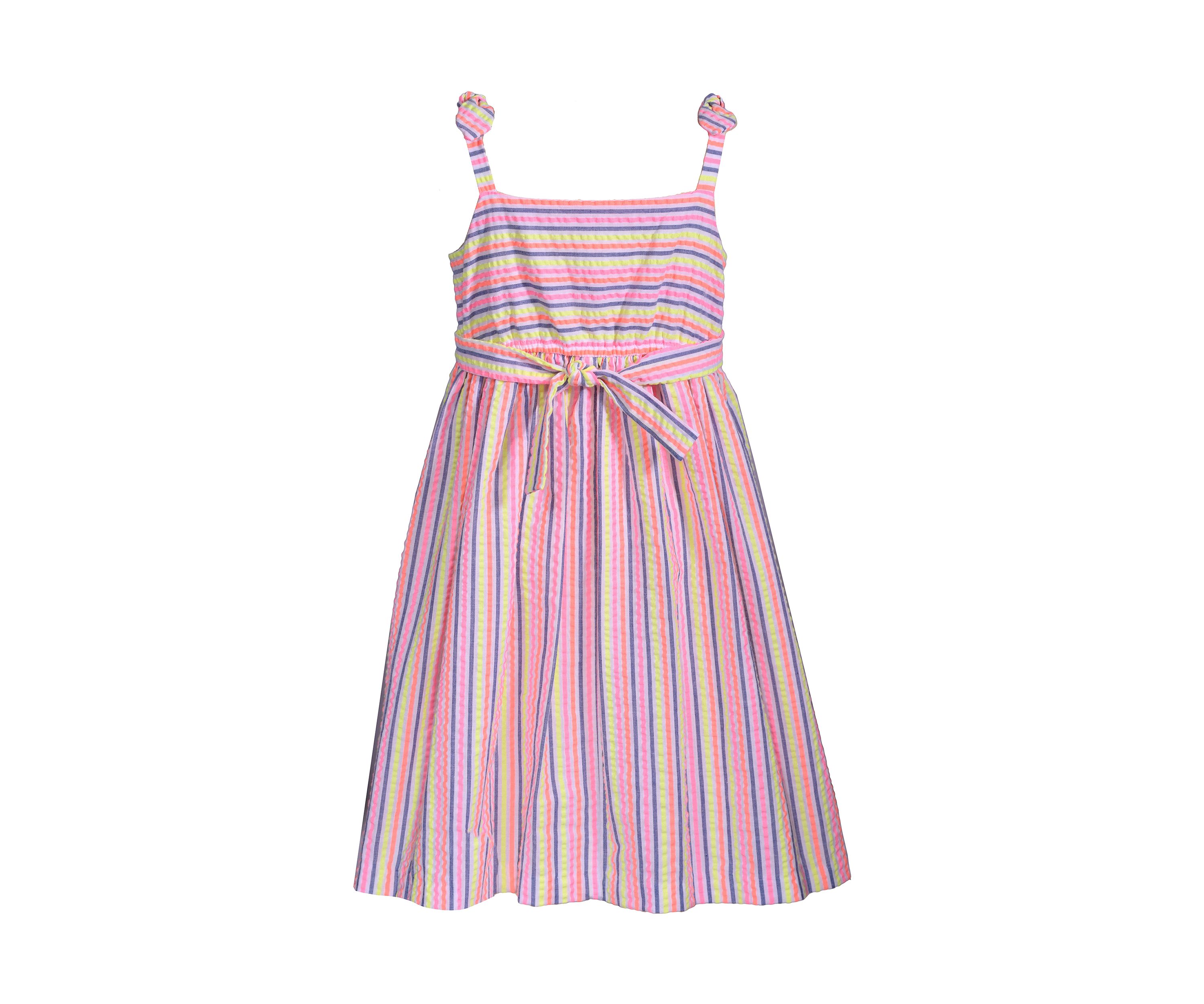 Toddler Girls Tie Shoulder Seersucker Dress