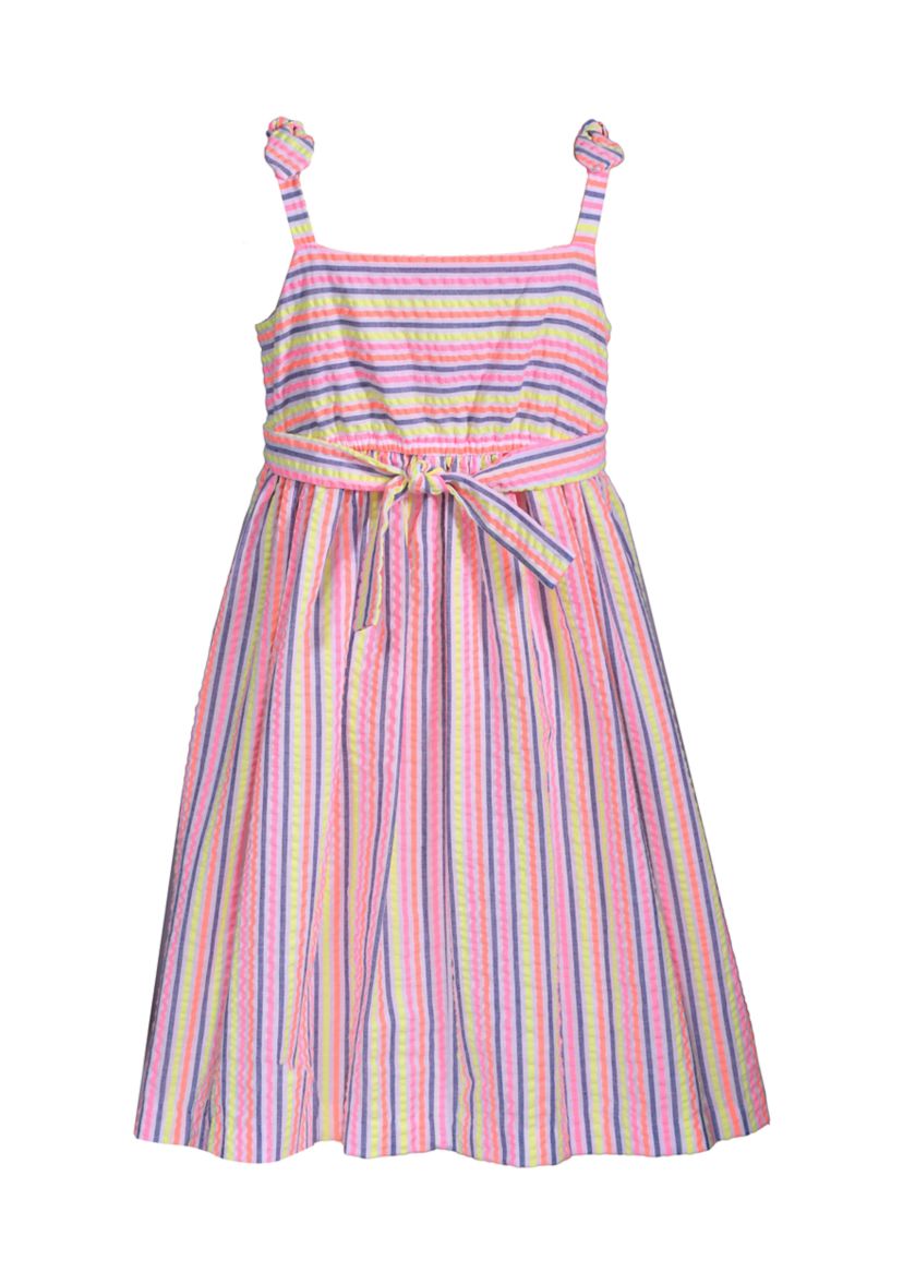Toddler Girls Tie Shoulder Seersucker Dress