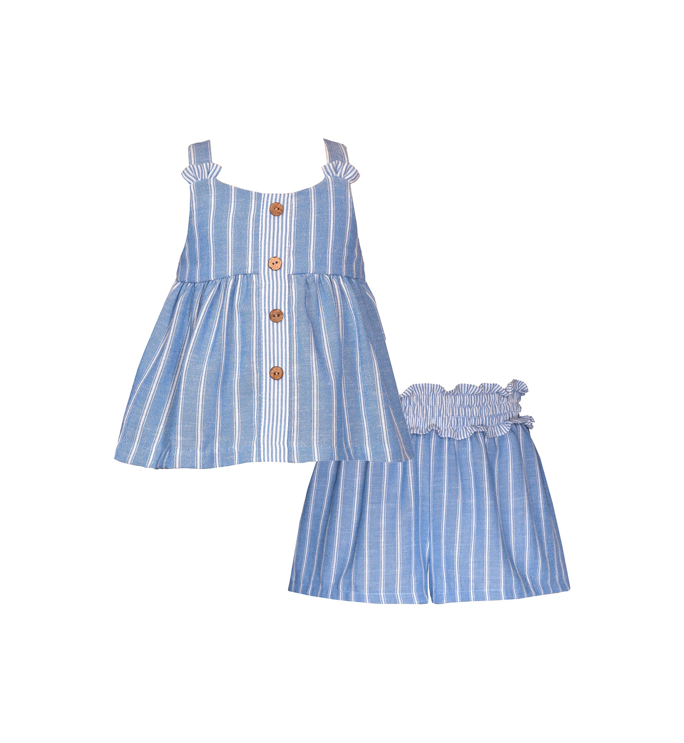 Toddler Girls Chambray Striped Top and Shorts Set