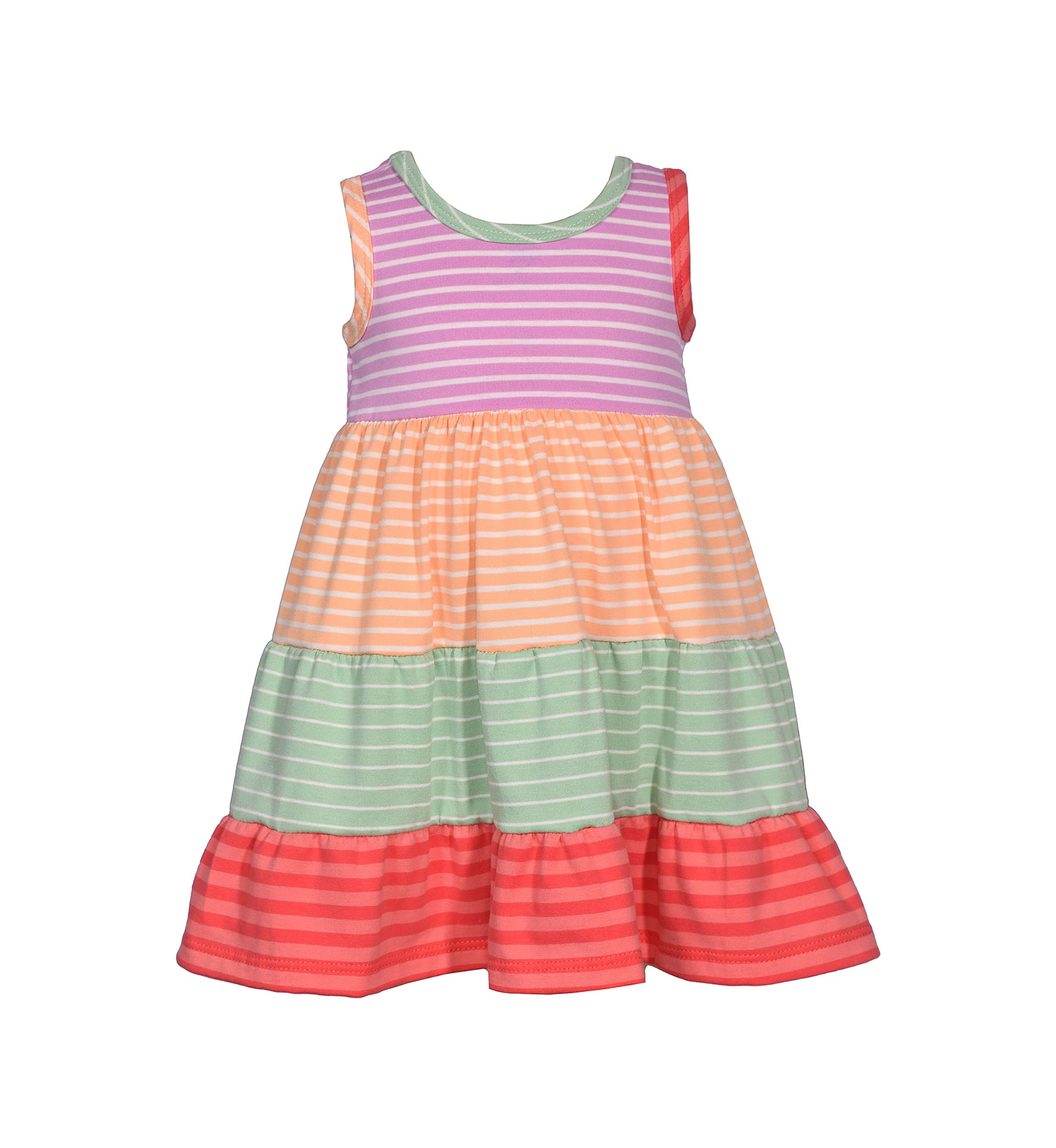 Toddler Girls Sleeveless Striped Color Block Tiered Dress