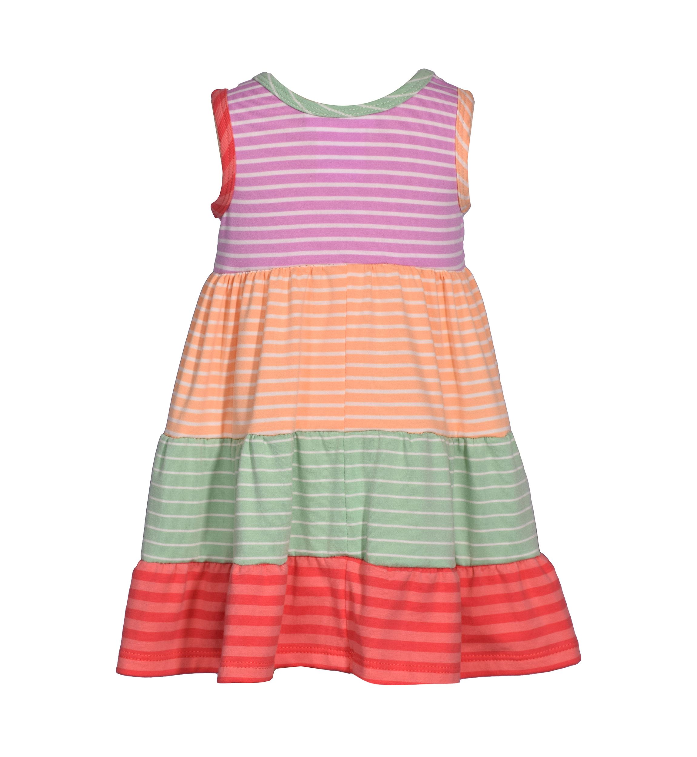 Toddler Girls Sleeveless Striped Color Block Tiered Dress