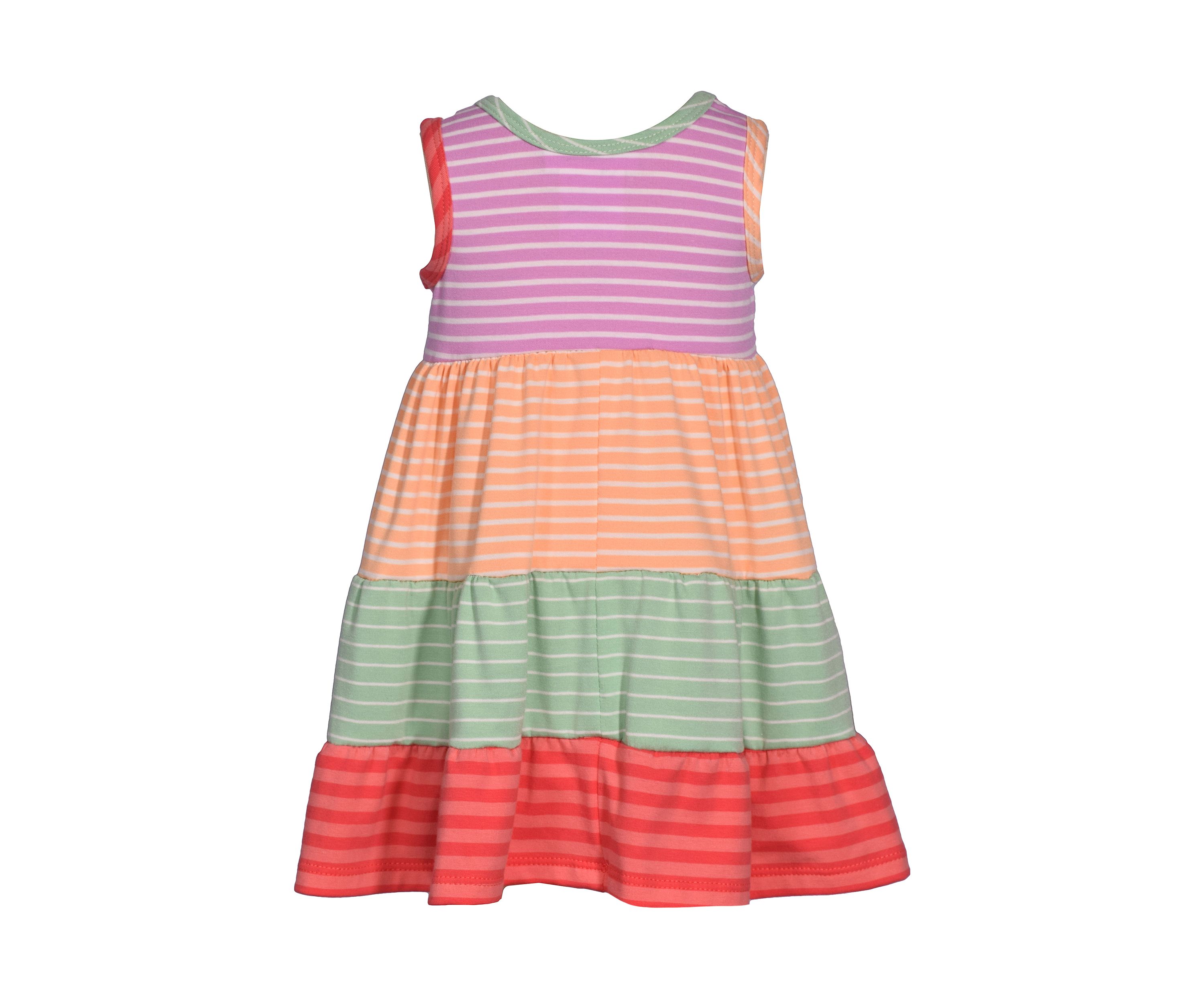 Toddler Girls Sleeveless Striped Color Block Tiered Dress