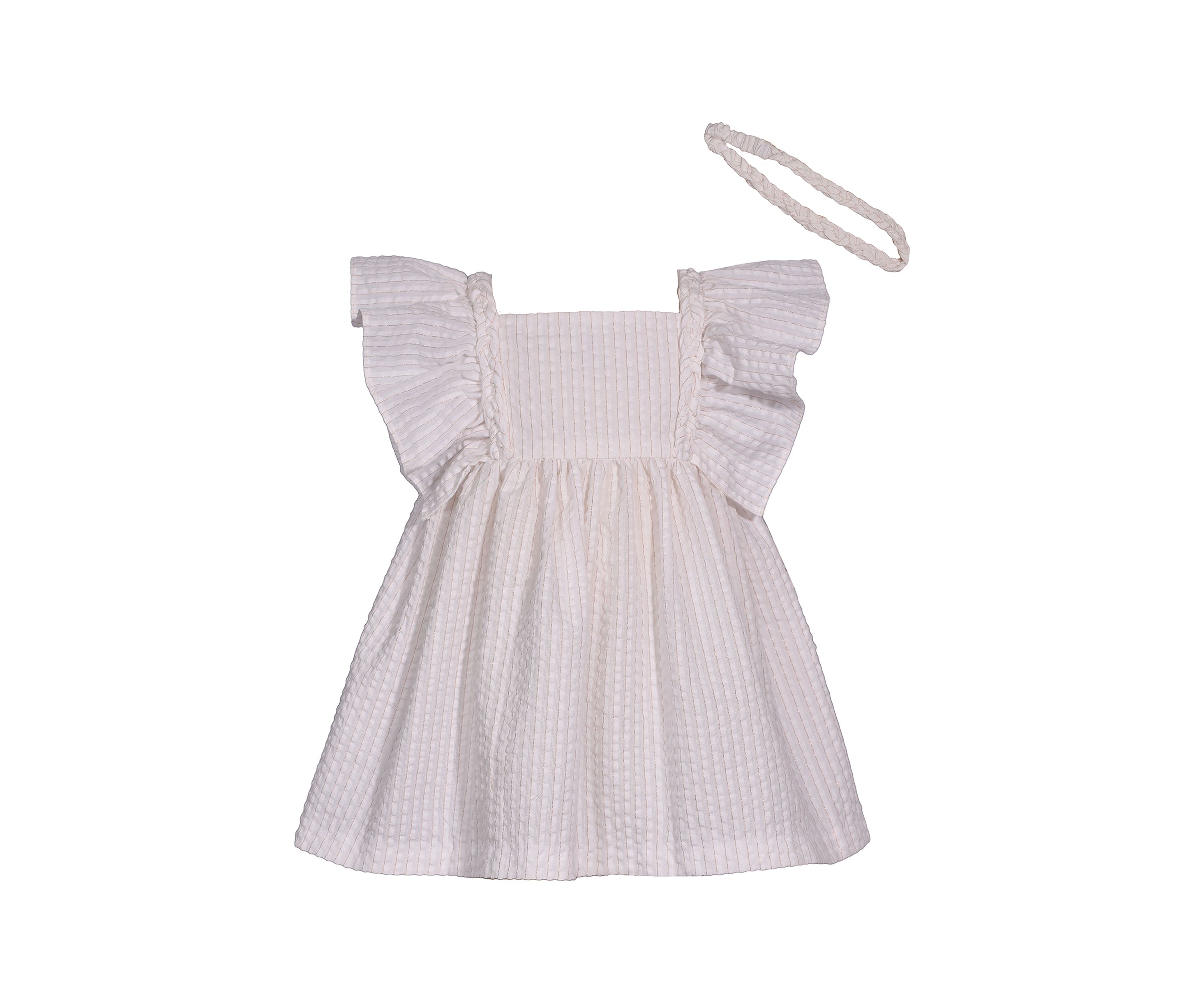 Toddler Girls Flutter Sleeve Seersucker Lurex Dress