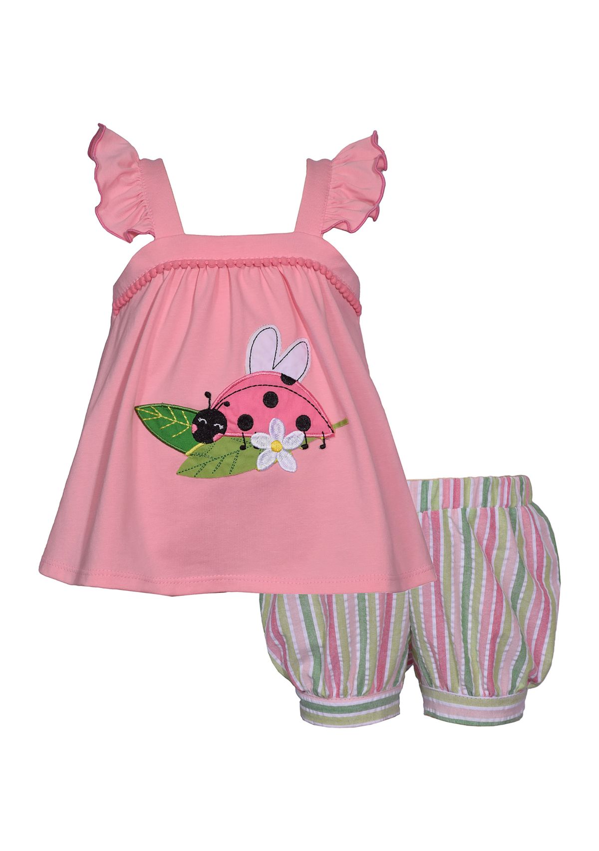 Toddler Girls 2 Piece Ladybug Bubble Shorts Set